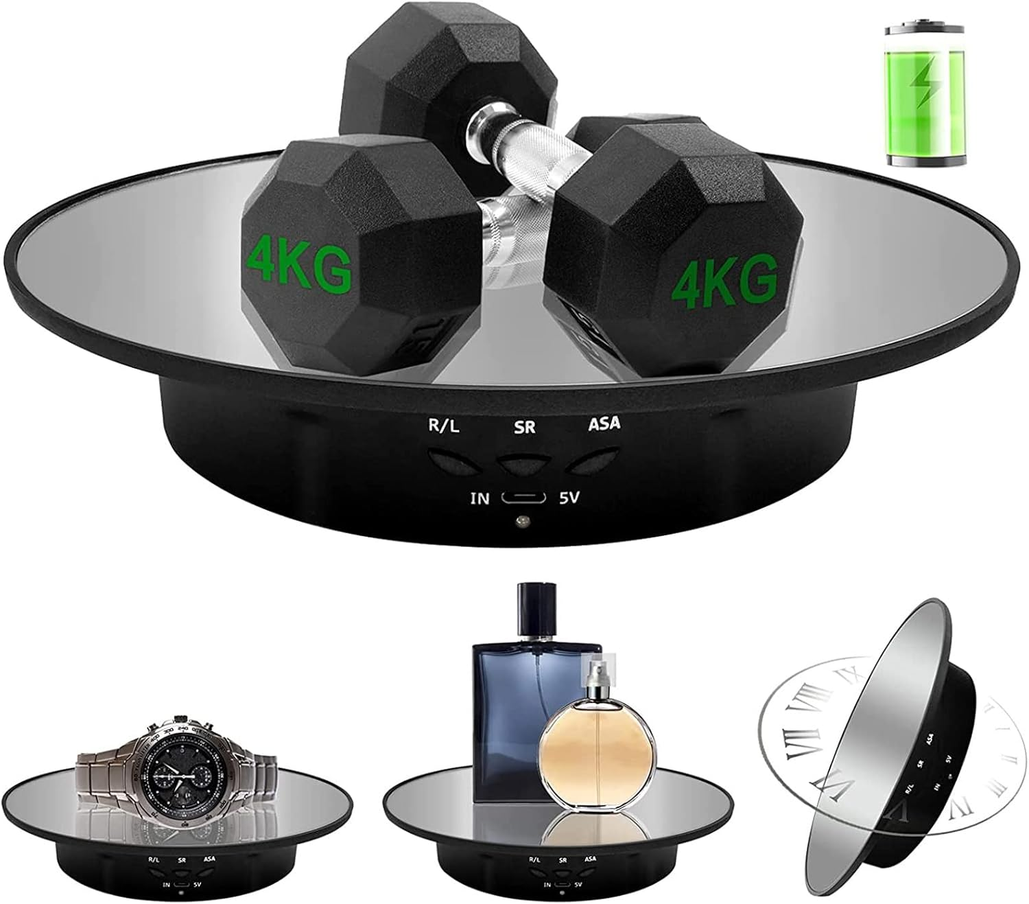 Motorized Rotating Display Stand, 7.87Inch /17.6LB Load，Mirror