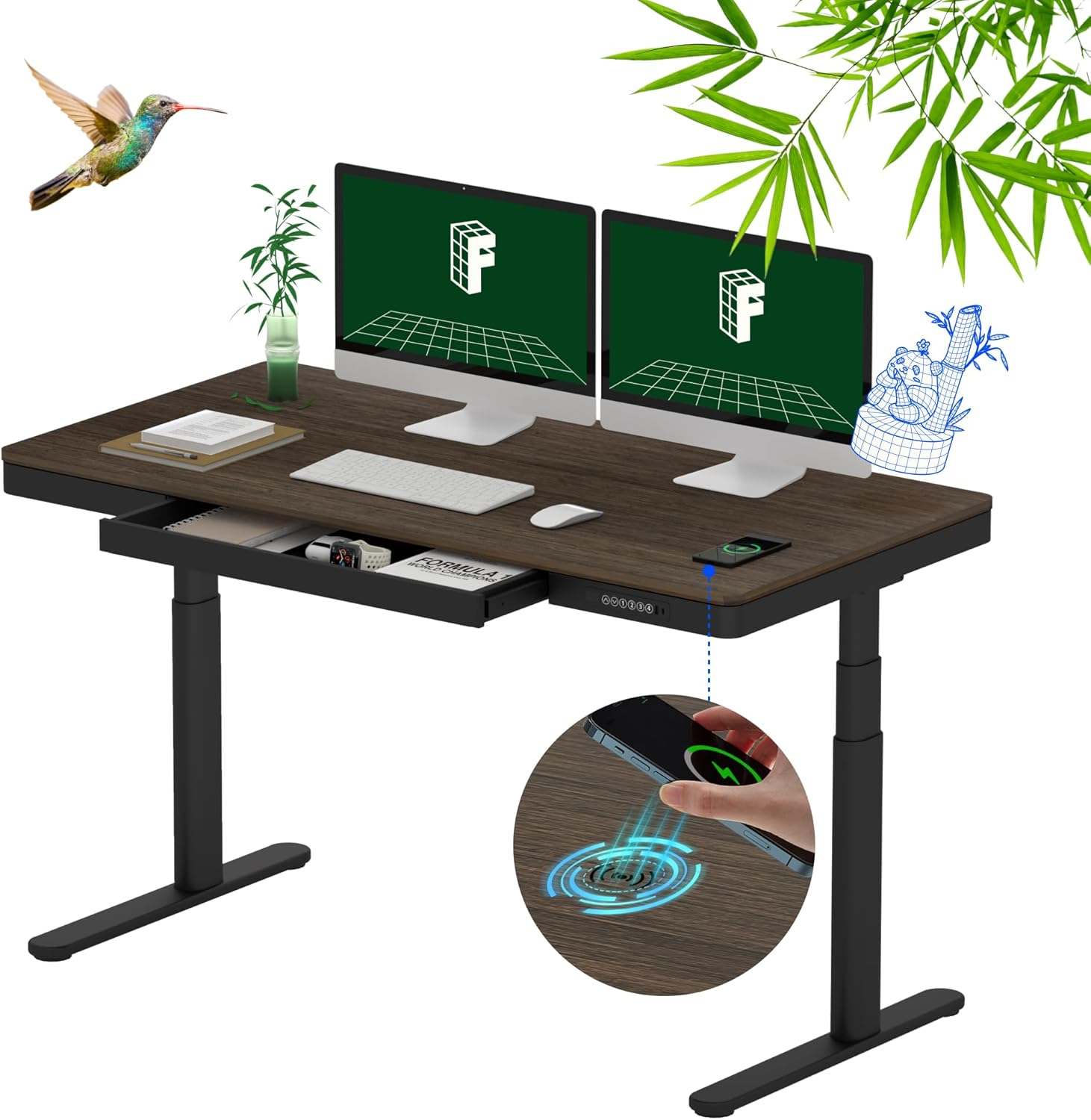 FLEXISPOT EW8 Comhar Electric Standing Desk with Drawers Charging USB A to C ... - Picture 14 of 15
