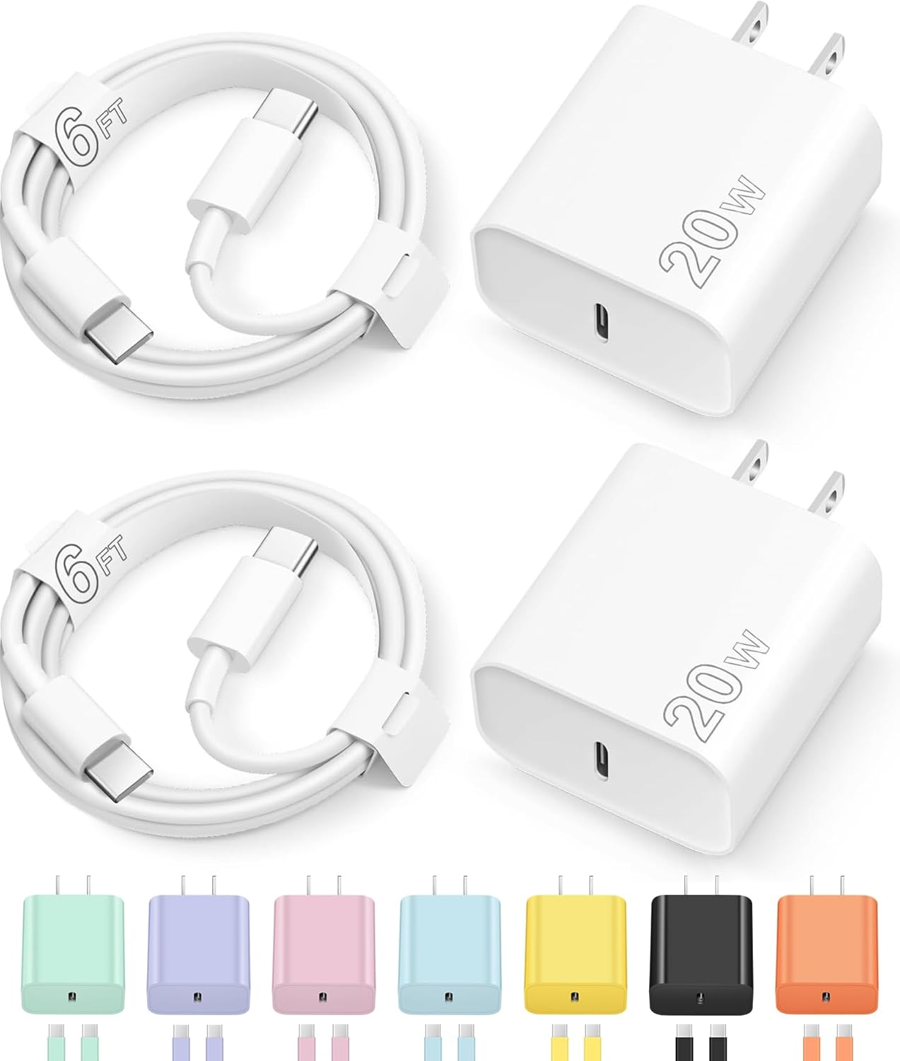Iphone 17 16 15 Charger Fast Charging Type C Chargers USB C Charger Block Iphone 17 16 15 Air Pro Max Chargers with 6FT Cable for Iphone 17/17 Plus/17 Pro Max/16/16 Plus/16 Pro Max/15 Pro Max/Ipad Pro