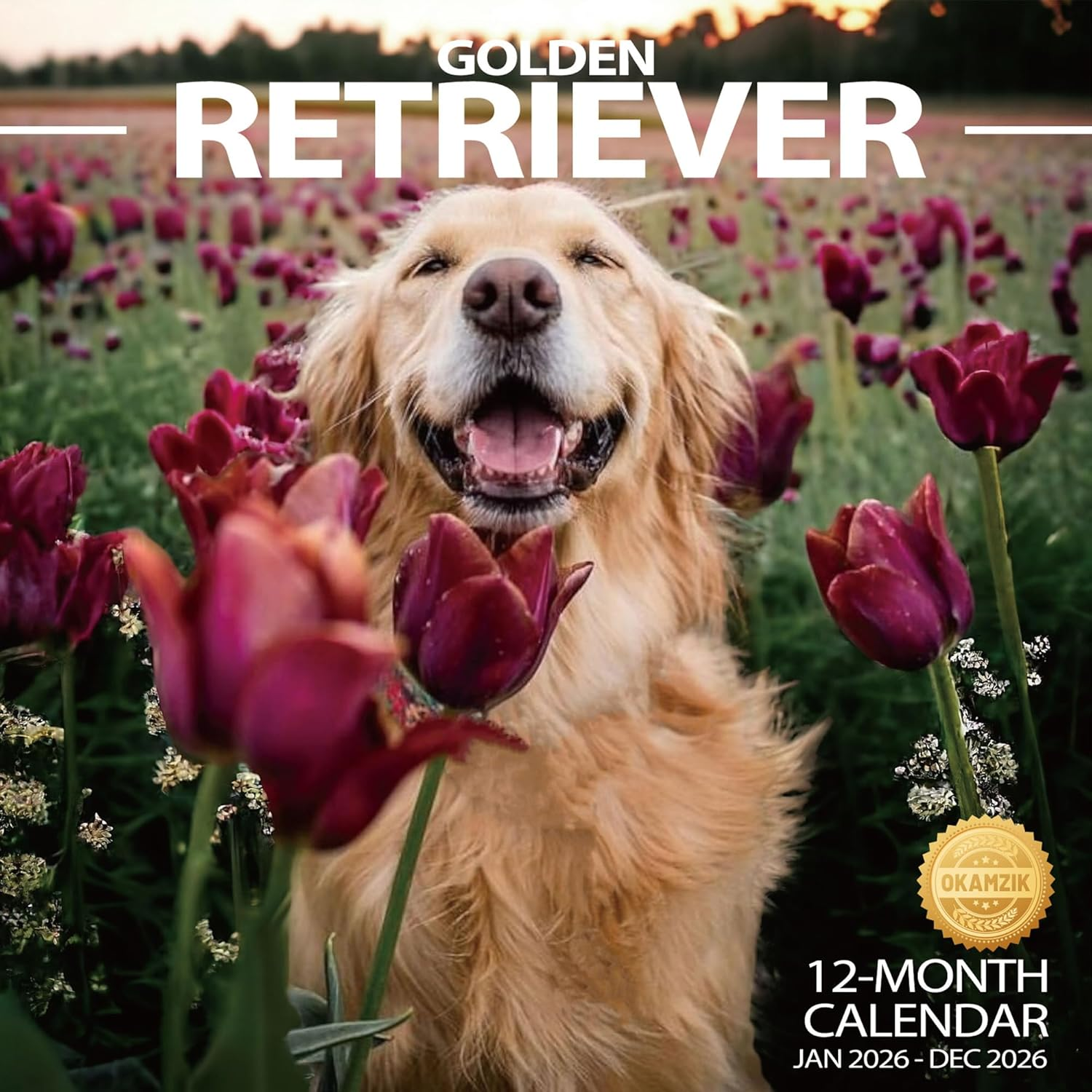 2026 Wall Calendar Golden Retriever Planner Calendar, Hangable Monthly Wall Calendar with Large Blocks for Organizing & Planning, Academic Schedule, Home, Office & family, Thick & Sturdy Paper (12