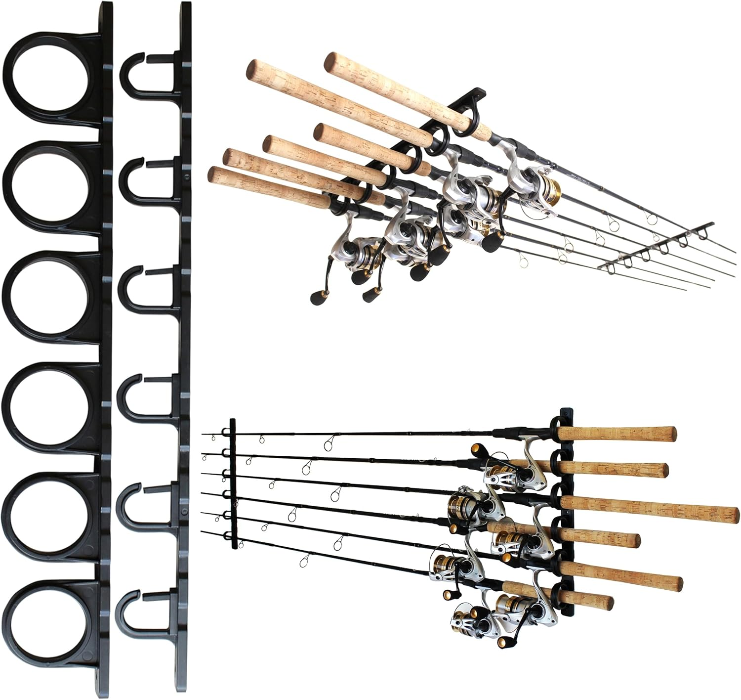 Rush Creek Creations Ceiling Fishing Rod Holder for 6 Rods, Garage Organization and Wall Storage, Horizontal Rack