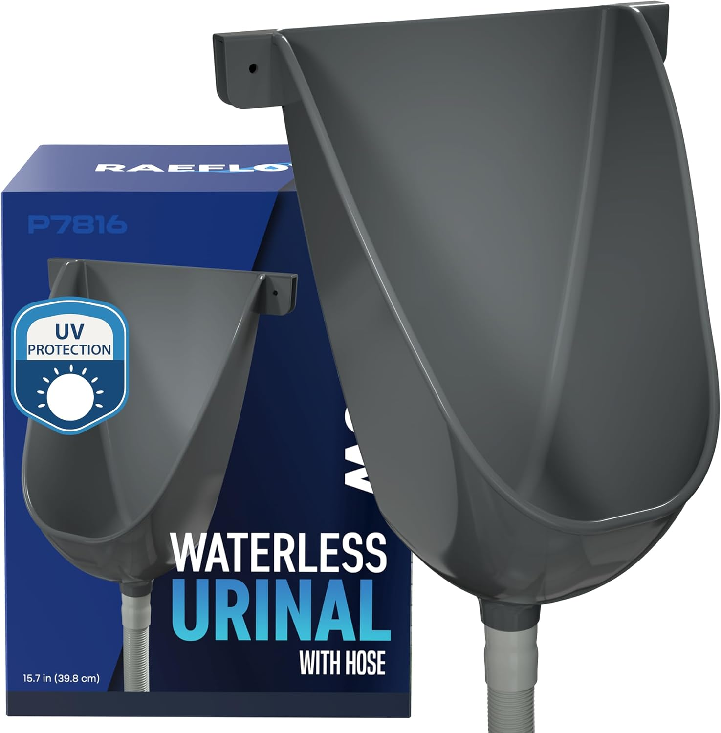Waterless Urinal with Hose - UV Resistant outside Urinal, Outdoor Plastic Urinals, Outdoor Toilet, Garage Urinal, Urine Diverter, Urinals for Men Bathroom