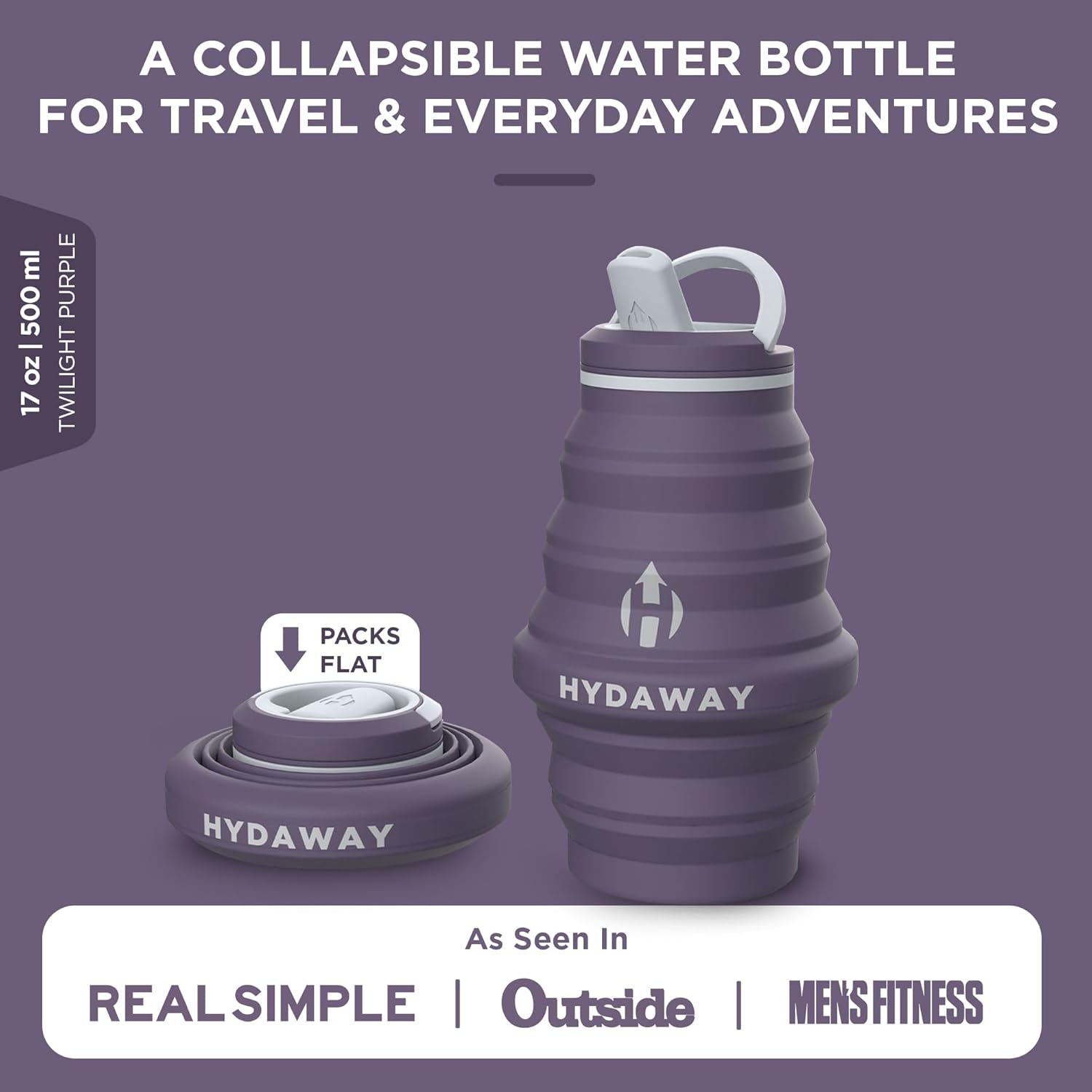 HYDAWAY Collapsible Water Bottle - 17oz I Reusable Water Bottles with Flip To... - Picture 3 of 17