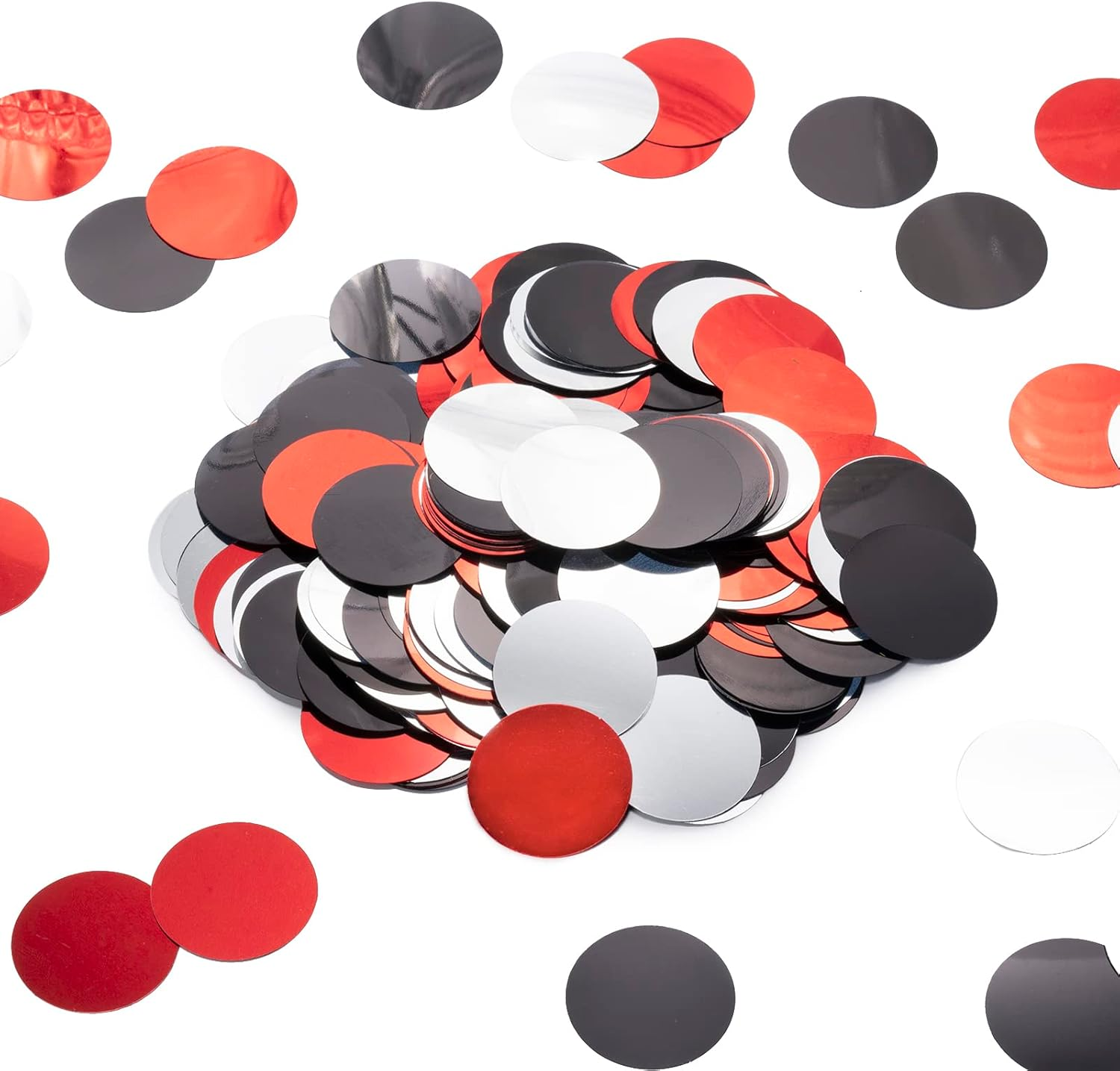 Red Black Silver Table Confetti Party Decorations Metallic Circle Dot Confetti, 1.2 Inch, 300Pcs