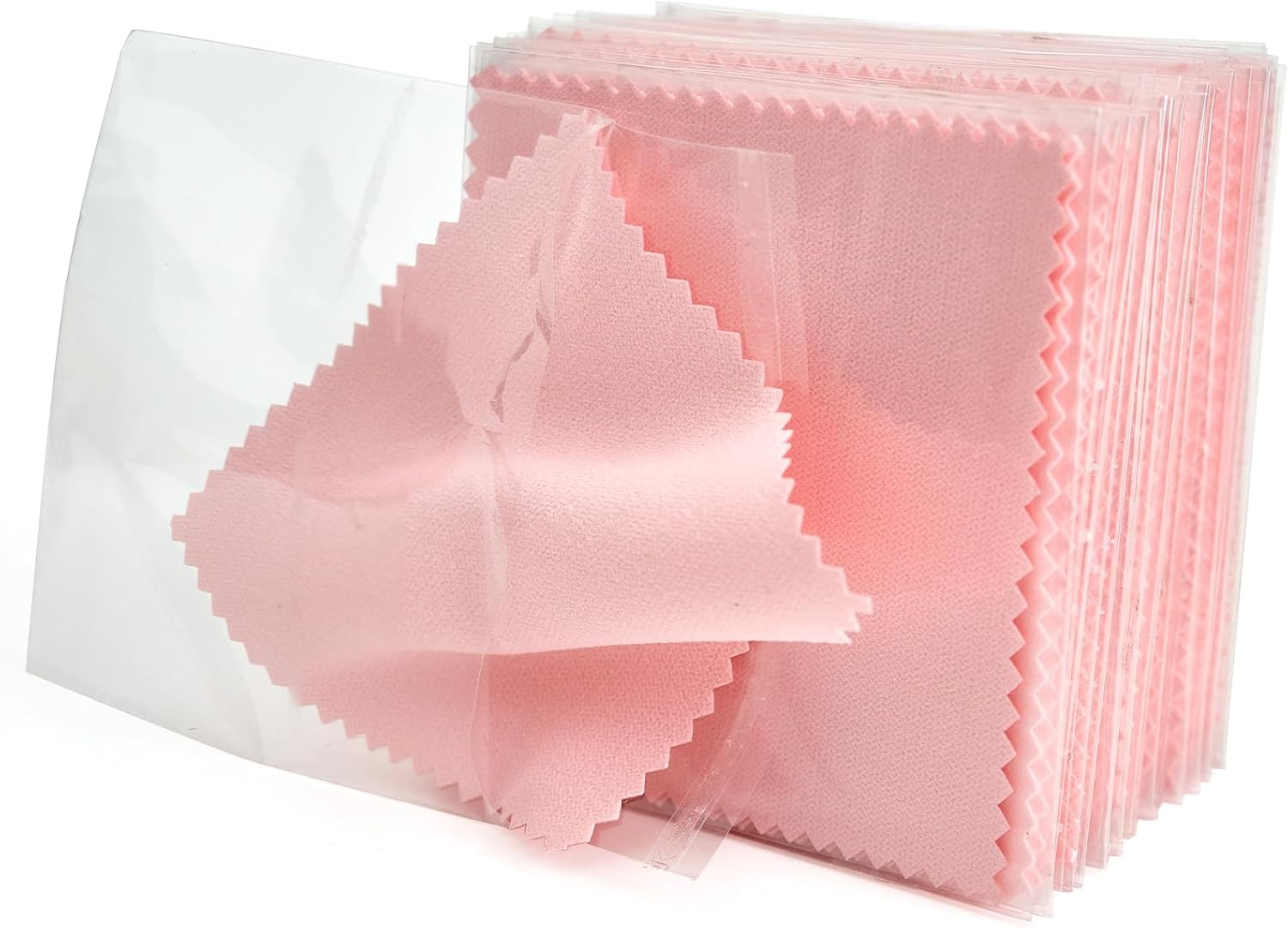 60PCS Jewelry Cleaning Cloth, Professional Polishing Cloth Individually Wrapped, Pink Silver Polishing Cloth for Jewelry Sterling Silver Gold Platinum Watch Coins and More (3.15