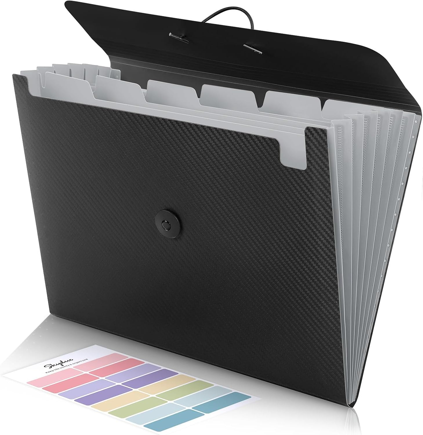 Carpeta Expandible 7 Bolsillos Organizador Acordeon para Documentos Negra