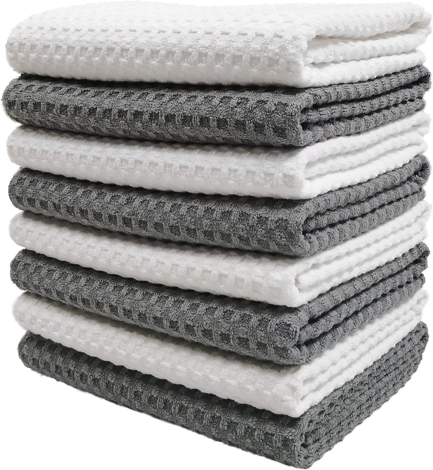 Paquete De 8 Toallas De Cocina Microfibra Waffle Seca Platos 380gsm 16x28 Pulg