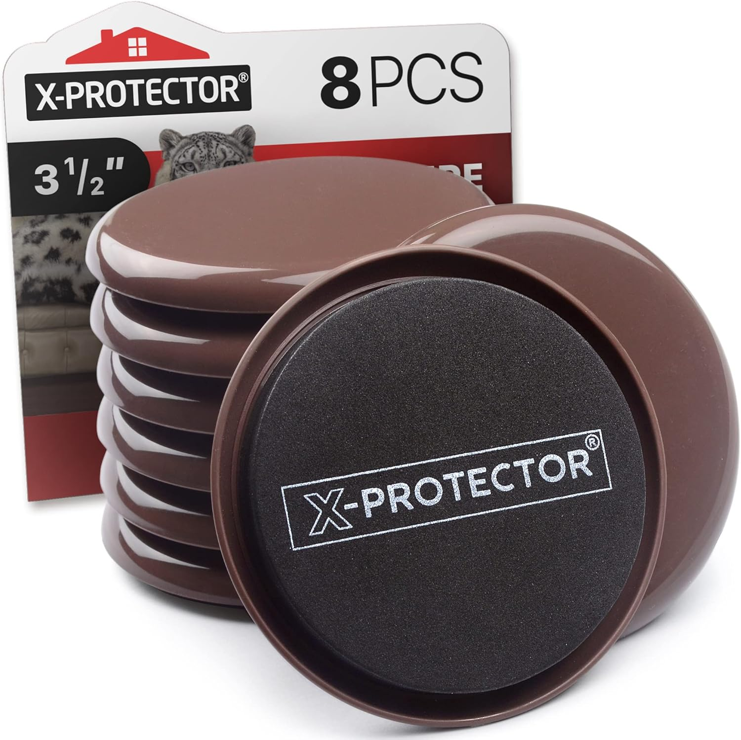 Furniture Sliders for Carpet X-PROTECTOR - 8 PCS Best Heavy Moving Pads 3 1/2