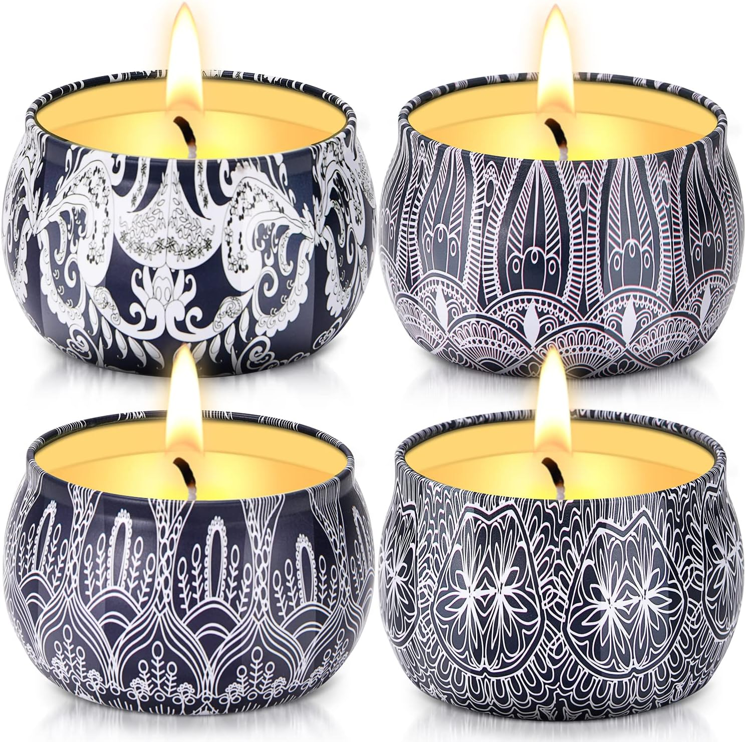 Citronella Candles - 4 Pack Citronella Candles Outdoor Set,Indoor Scented Soy Wax Candles Portable Travel Tin Gift Set for Home Garden Patio Balcony Decorative(Navy Blue)