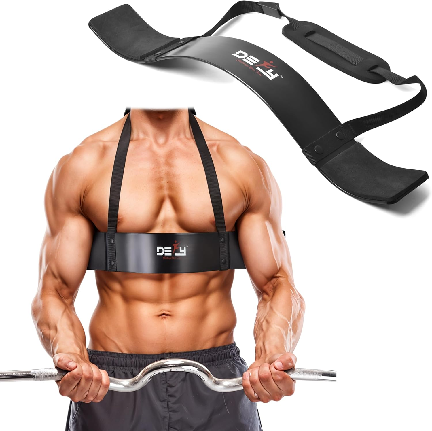 DEFY Arm Blaster for Biceps and Triceps Adjustable Curl Support with Durable 7Mm Aluminum Plate and Neck Pad for Strength Training Bodybuilding Isolator Curl Machine