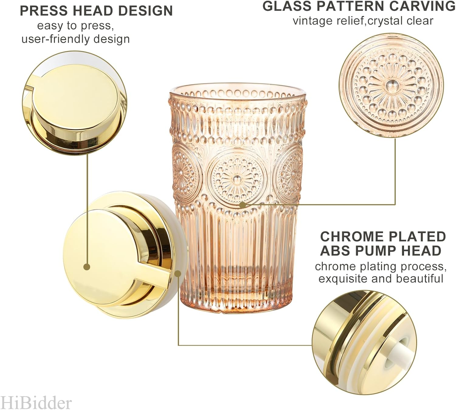 Glass Liquid Soap Dispenser with Gold Pump, Liquid Hand Soap Dispenser for Ba... - Picture 3 of 20
