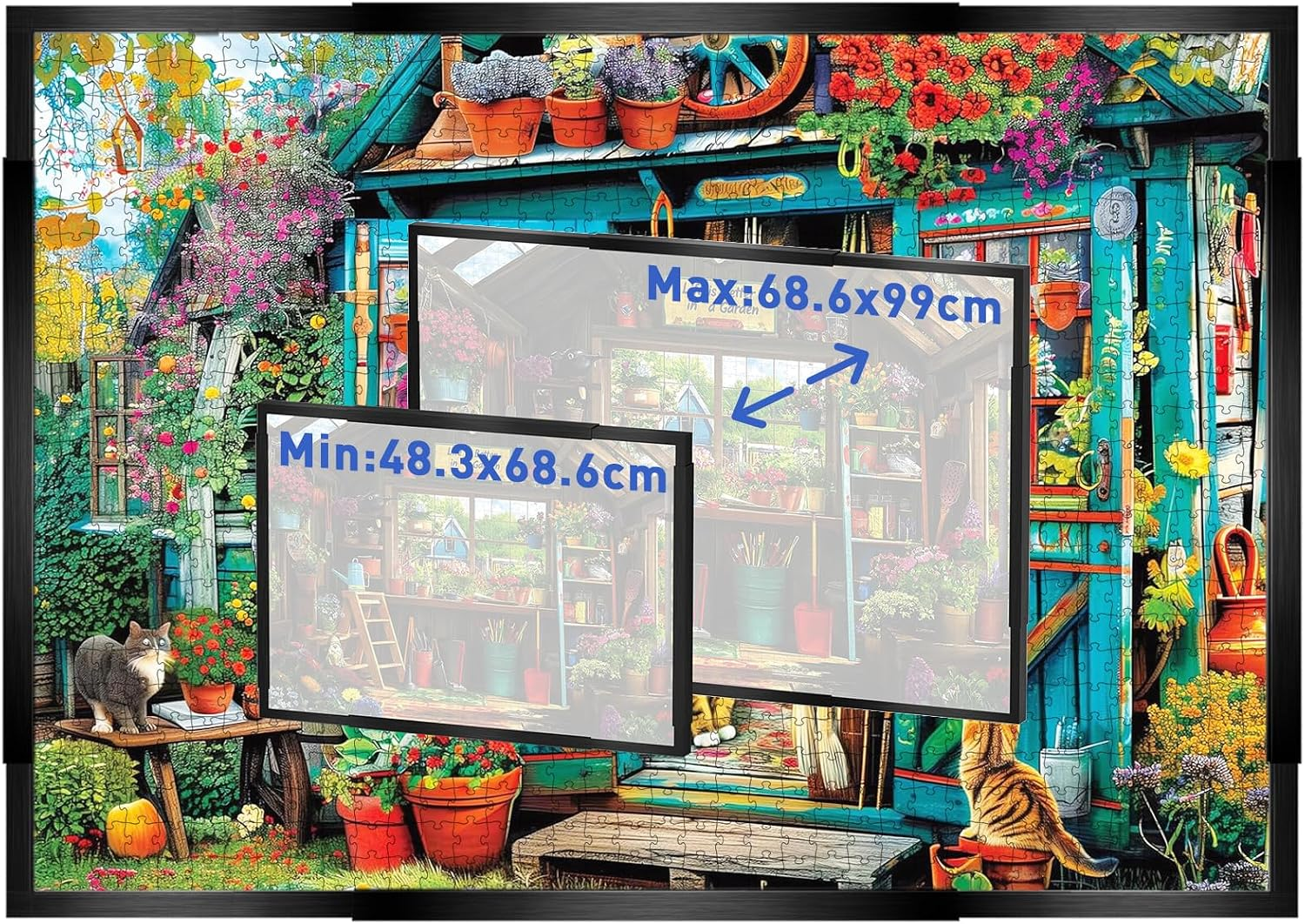 Adjustable Aluminum Puzzle Frame for 1000/1500/2000 Pieces, 48X68~68X99Cm