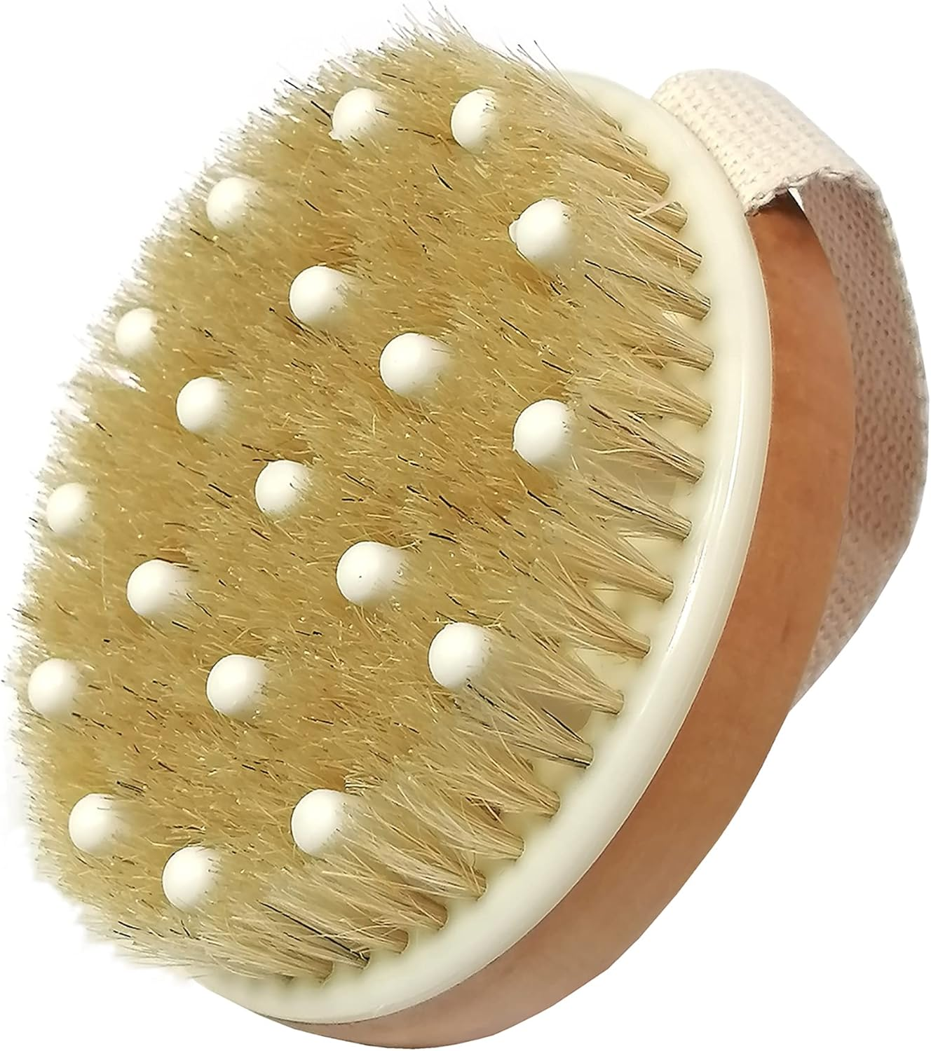 Dry Body Brush, Natural Bristle Bath Brush, Lymphatic Drainage, Exfoliate, Stimulate Blood Circulation, Remove Dead Skin Toxins and Cellulite
