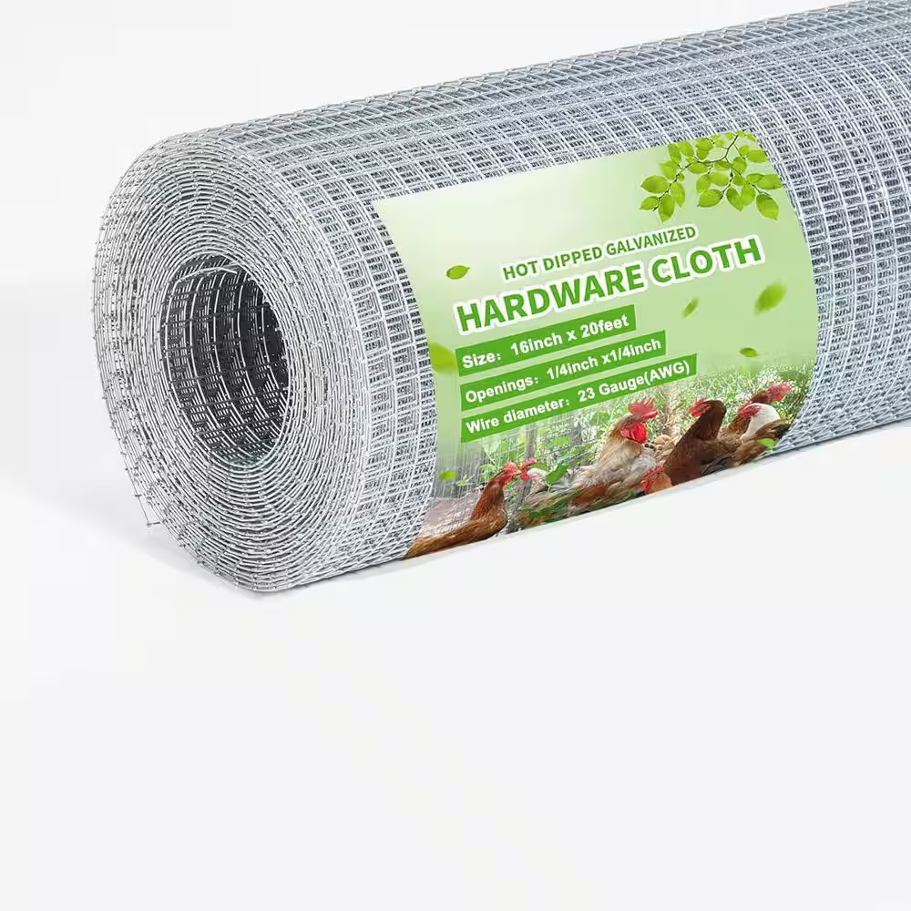 16'' X 20' 1/4 Inch 23 Gauge Galvanized Hardware Cloth Wire Mesh Screen for Chicken Coop and Rabbit Snake Fences