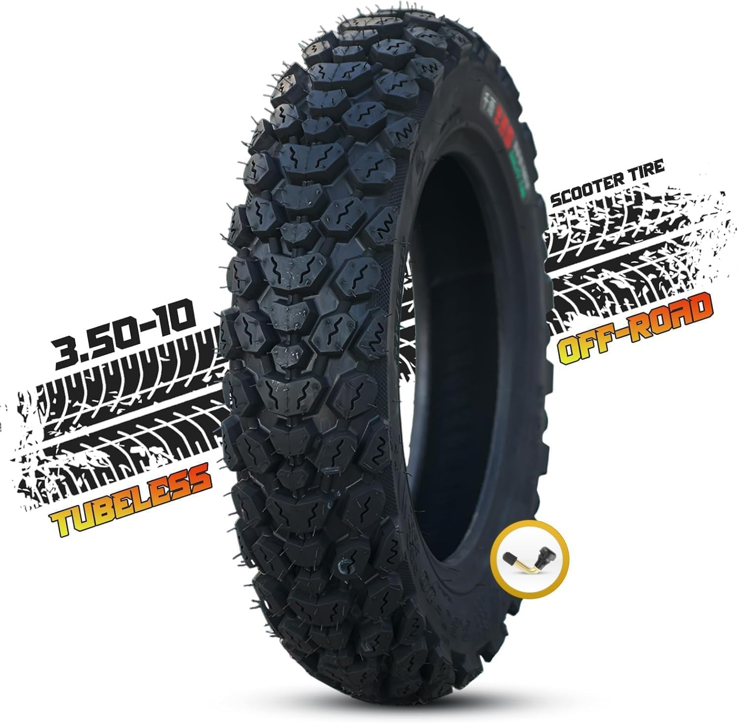 3.50-10 Tire 3.50 10 Inch Tubeless Tire 3.50-10 Offroad Snow Knobby Tire for Front/Rear Replacement Spare Accessory Fits on 10 Inch 58J 8 P.R.