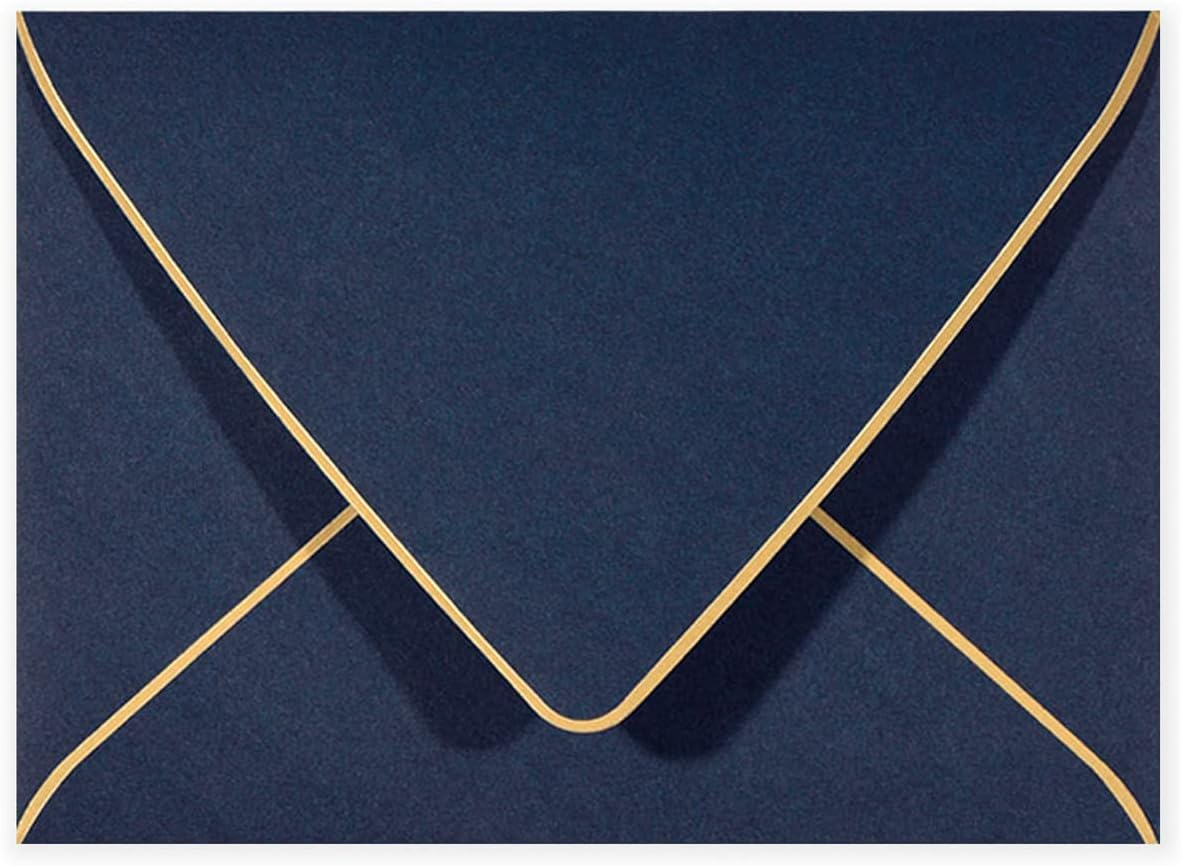A6 Navy Envelopes with Gold Border, 4X6 Envelopes 50 Pack -Quick Self SeaL