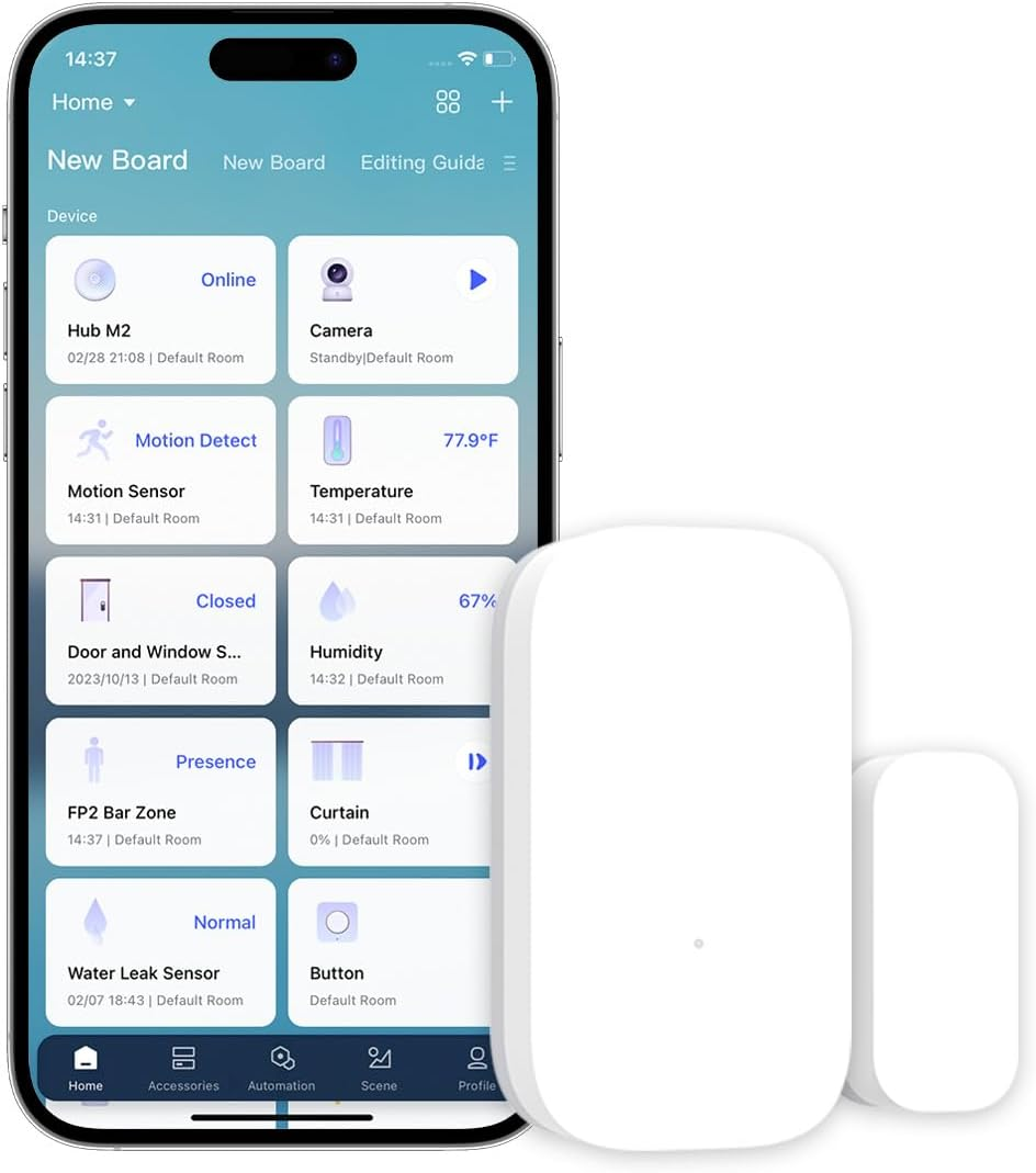 Zigbee Door and Window Sensor, Wireless Contact Sensor, Home Automation, Requires Hub (Not 3Rd-Party), Zigbee Connection, Kid Safety, Compatible with Apple Homekit, Alexa, IFTTT
