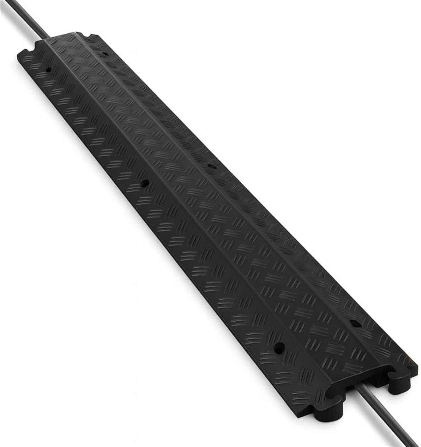 Durable Cable Protection Ramp Cover - Supports 11000Lbs Single Channel Heavy Duty Hose and Cord Track Floor Protection, 39.4” X 5.11” X 0.78” Cable Concealer for Indoor Outdoor Use -PCBLCO101BK
