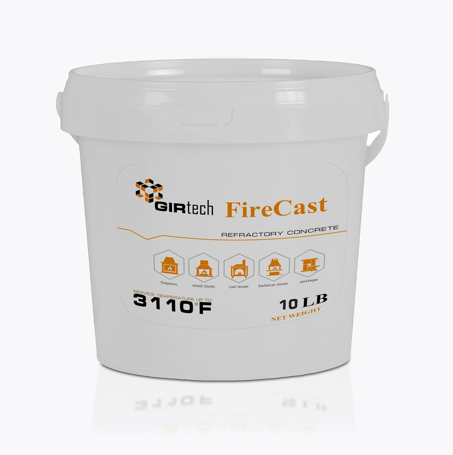 Firecast Castable Refractory Cement Mix 3110 Degree Fahrenheit 10 Lbs High Temperature Heat Resistant Fireproof Mortar Build Repair Pizza Oven Fire Places Forge Kiln Stove