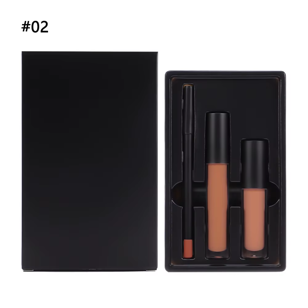 3 in 1 Lipgloss Lipliner Lip Kit Set Private Label Vegan Makeup Waterproof Matte Lipstick Lipliner Lip Gloss Lip Combo Set