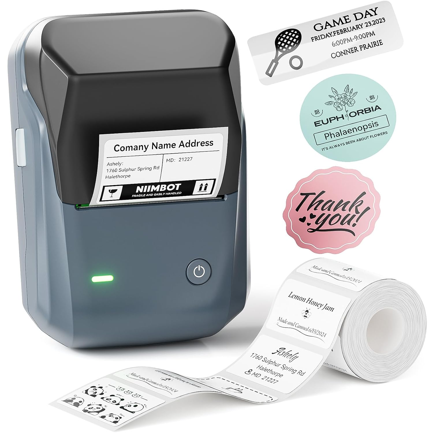 NIIMBOT B1 Label Maker Machine, 2 Inch Bluetooth Sticker Printer | Easy-To-Use Multi-Device Compatible (Ios/Android/Pc), Includes 1 Roll Custom Stickers for Retail, Office & Home