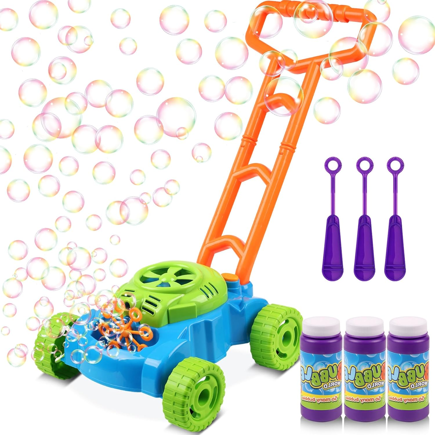 Bubble Lawn Mower for Toddlers 1-3, Outdoor Bubble Blower Machine for 1 Year Old Boys Toy Gifts, Kids Push Summer outside Garden Toys, Halloween Birthday Gifts for Preschool Baby Boys Age 1 2 3