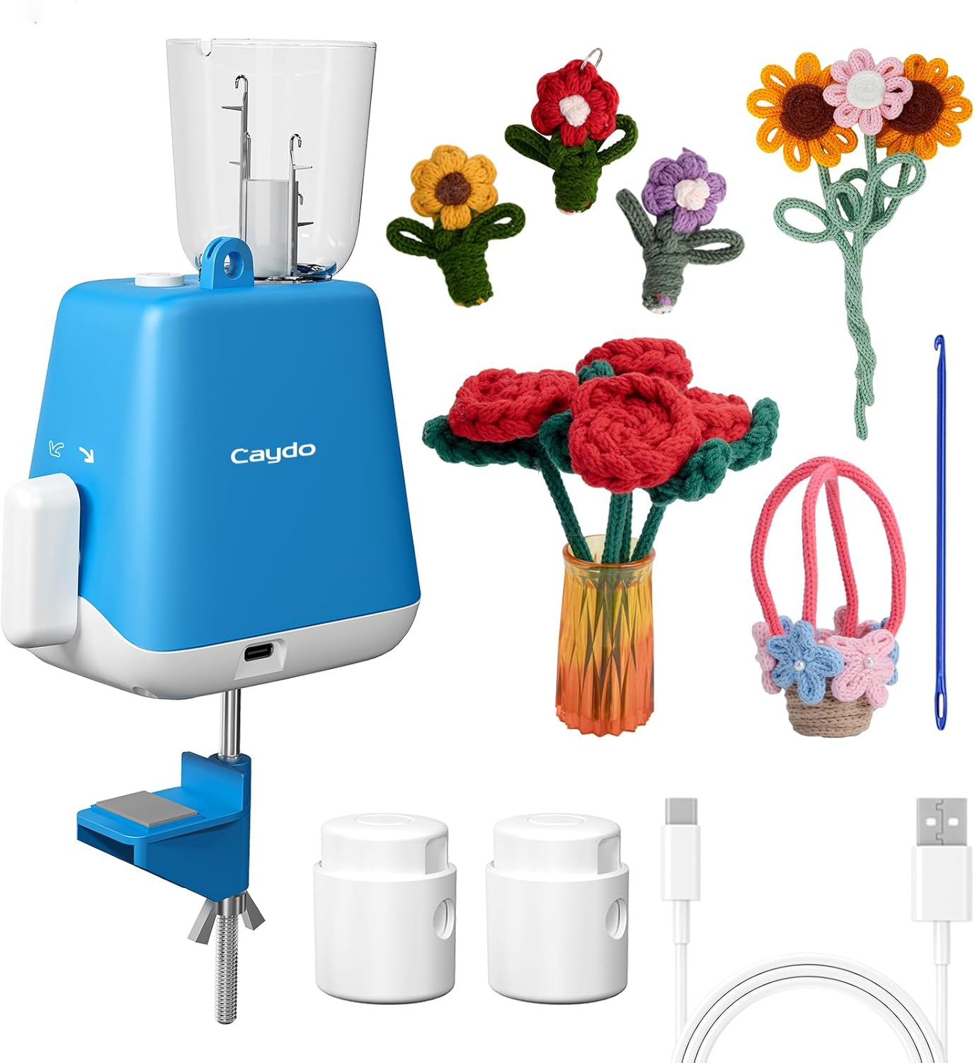 Caydo I Cord Knitting Machine, Electric Icord Maker Tool with Adequate Tension, I-Cord Knitter Crochet Machine, Automatic Knitting Yarns to I-Cords, Efficiently DIY Knitting Machine for Crocheters