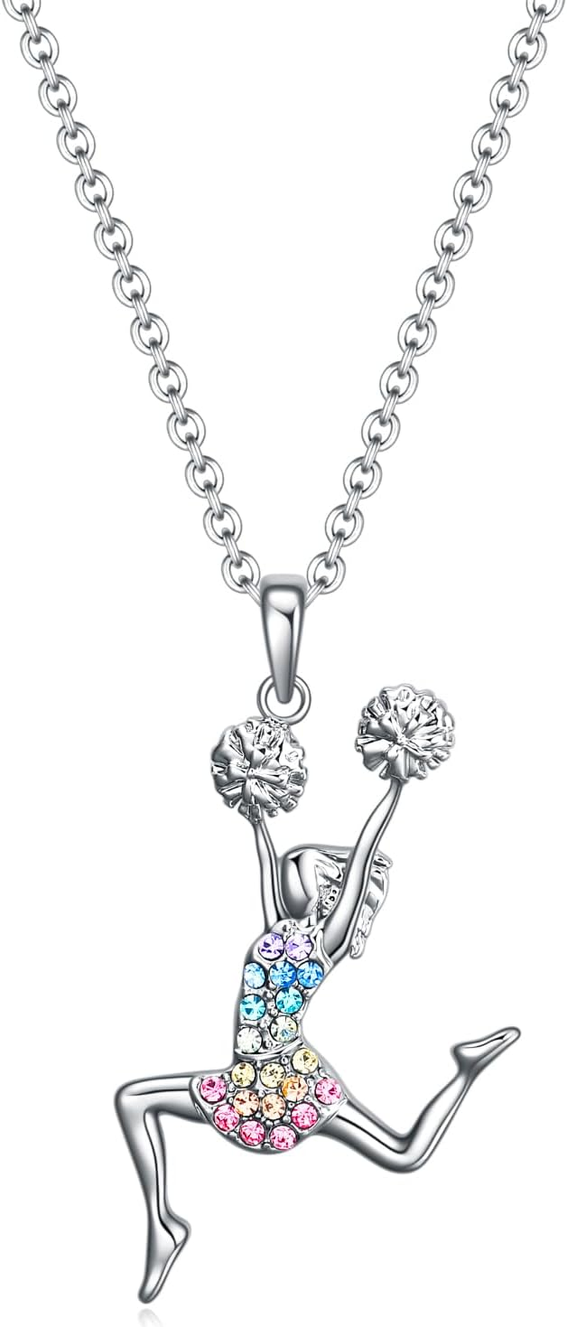 Girls Gymnastics Cheerleader Necklaces Gifts,Cheerleader Necklace Gift Jewelry for Women