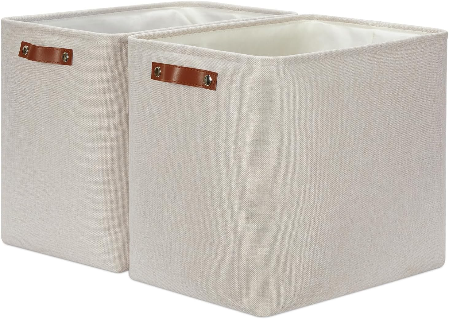 Extra Large Storage Baskets, Fabric Storage Bins for Organizing Shelves Nursery Toys Books, Closet Baskets and Bins with Handles, Beige, 2-Pack