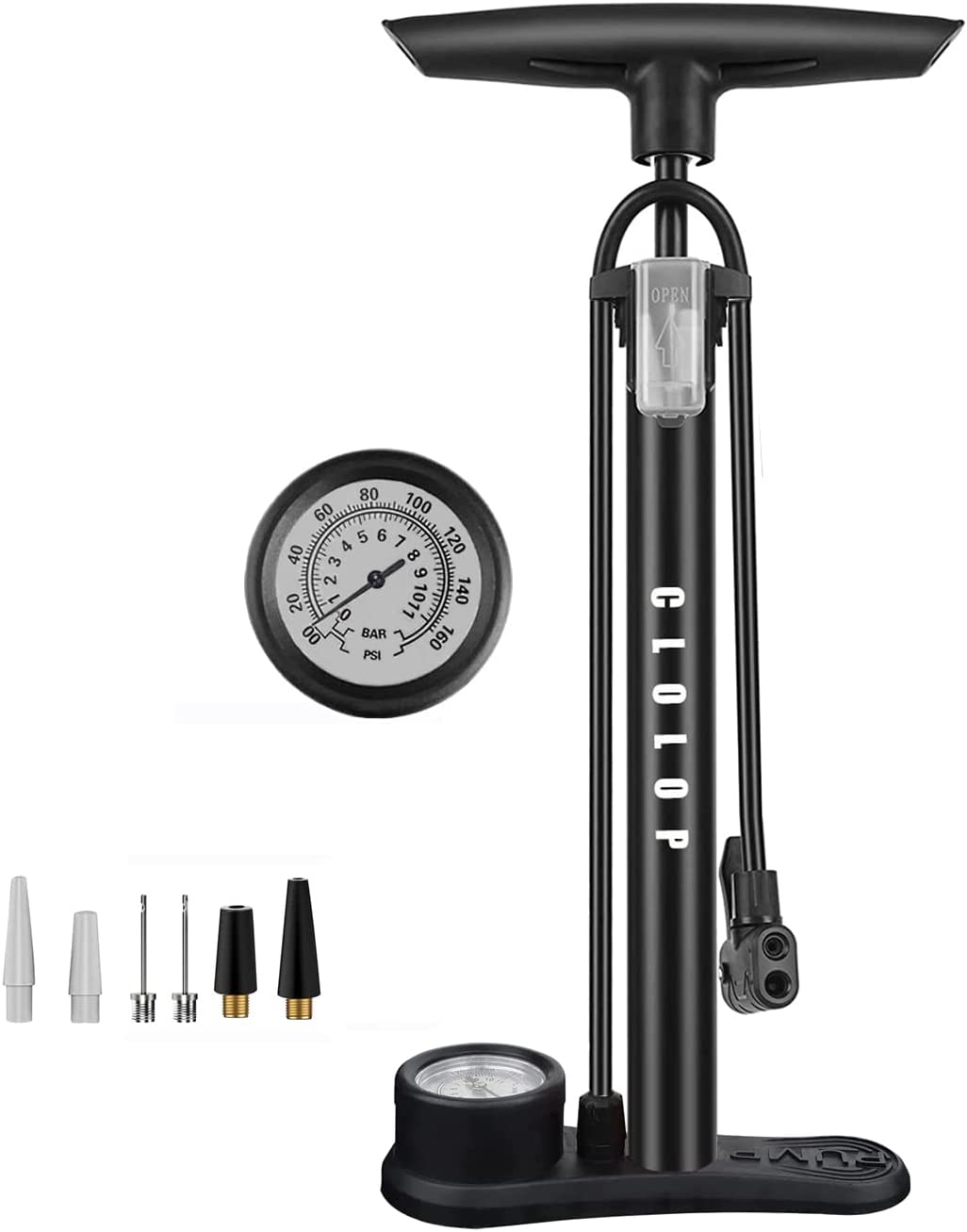 WEST BIKING 120PSI Bike Pump, MTB & Road Bicycle Floor Pump, With Pressure Gauge, Presta And Schrader Valve Compatible, For Balls, Tires, Inflatable Toys:Sports & Outdoors