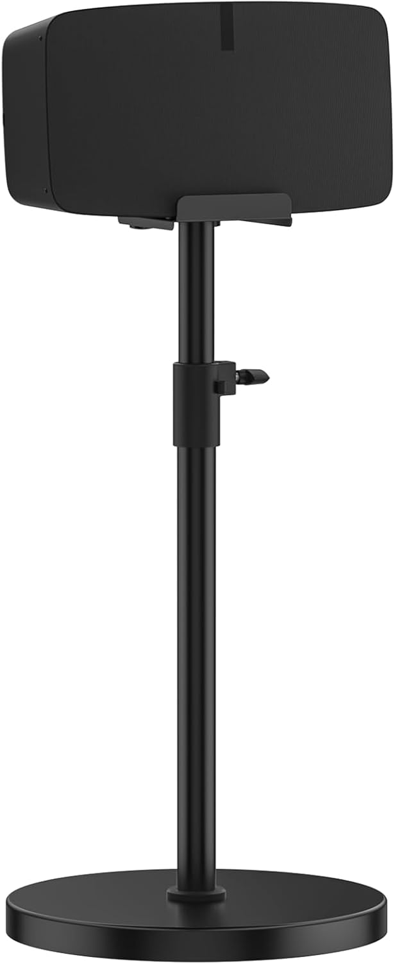 Height Adjustable Floor Speaker Stand for Sonos Five & Play:5, Vertical or Horizontal Placement, Metal Sonos 5 Speaker Stand with Cable Management (Black, 1 Pack)