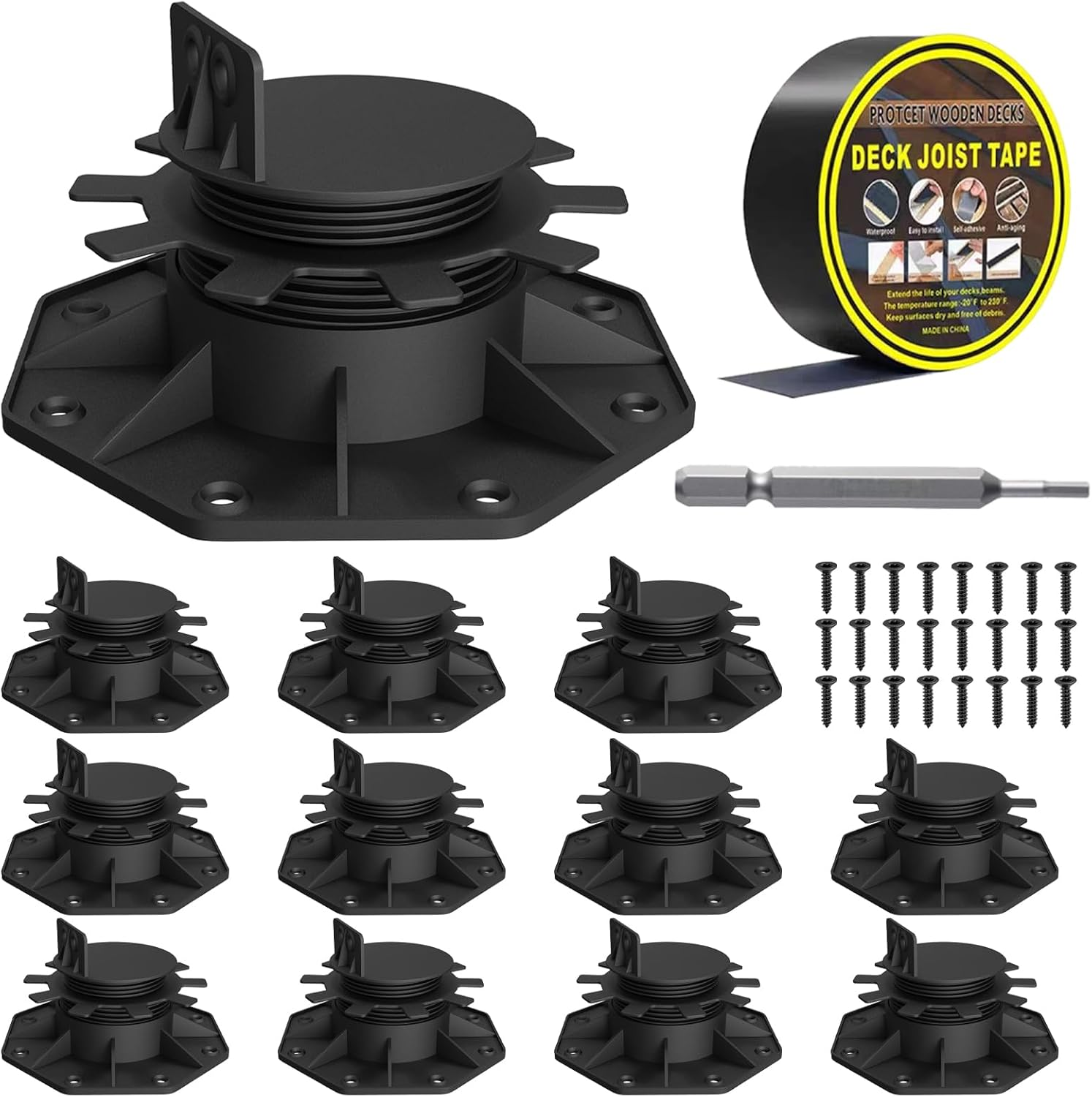 12-Pack Adjustable Deck Support Pedestals, 1.18