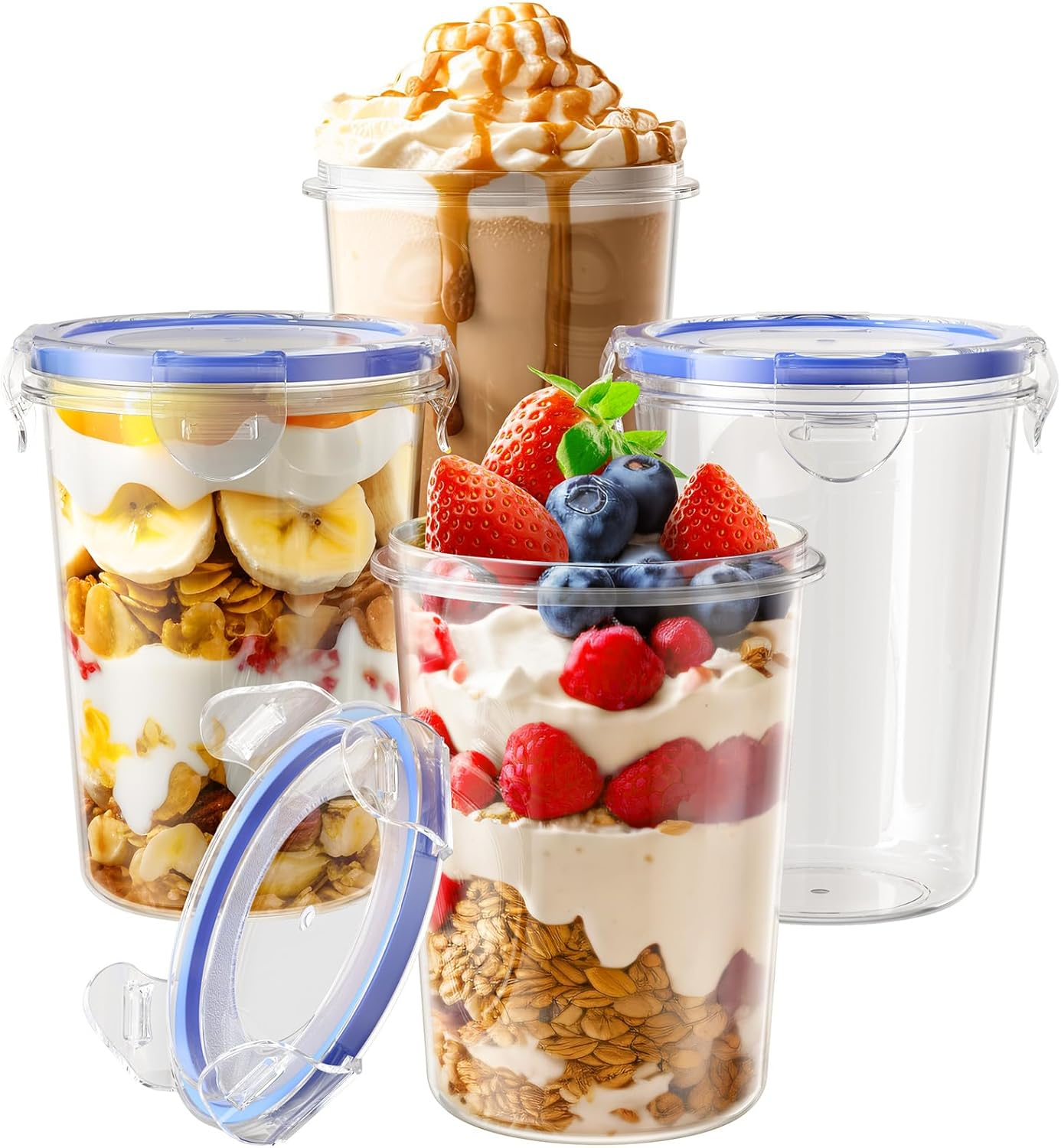 Overnight Oats Containers with Lids 4Pack Oatmeal Container 16Oz Leak Proof Jars