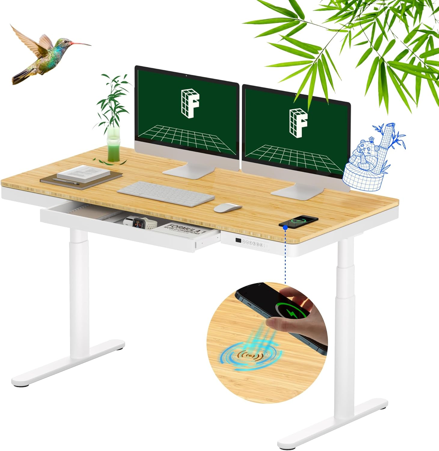 FLEXISPOT EW8 Comhar Electric Standing Desk with Drawers Charging USB A to C ... - Picture 15 of 15