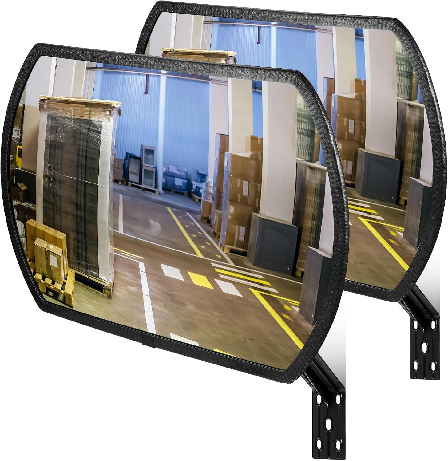2 Pcs 30" X 20" Garage Mirror Convex Security Outdoor Indoor round Rectangular Acrylic Traffic Mirror Corner Blindspot for Wall Parking with Protective Film for Driveway