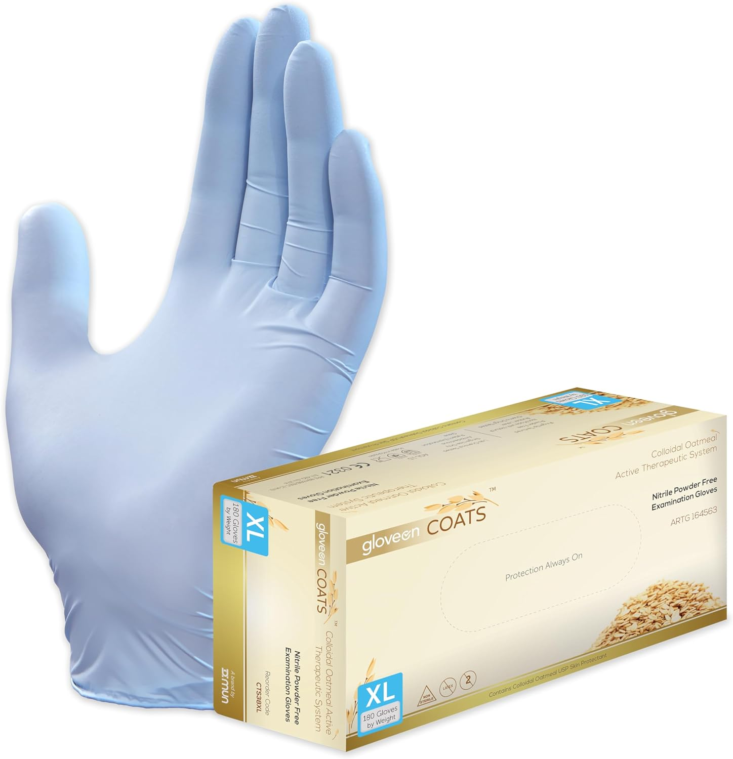 GloveOn Coats Nitrile Gloves, Powder-Free, Latex-Free, Medical Grade, Colloid... - Picture 3 of 17