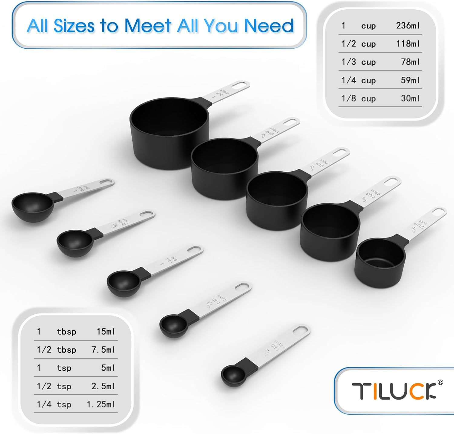 TILUCK Measuring Cups & Spoons Set, Stackable Cups and Spoons, Nesting Measur... - Picture 6 of 13
