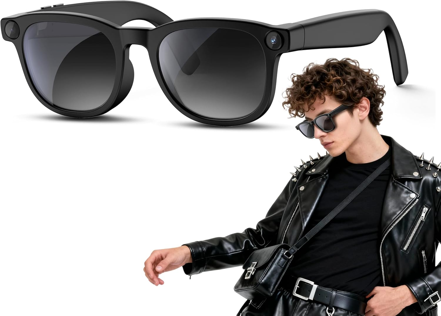 AI Smart with 4K HD Camera Glasses for Videos, Hands-Free Vlog Recording,Open-Ear Audio, Ultra-Light Design for Outdoor&Driving,Pet & Kid Moments, Powered by Chatgpt, Black