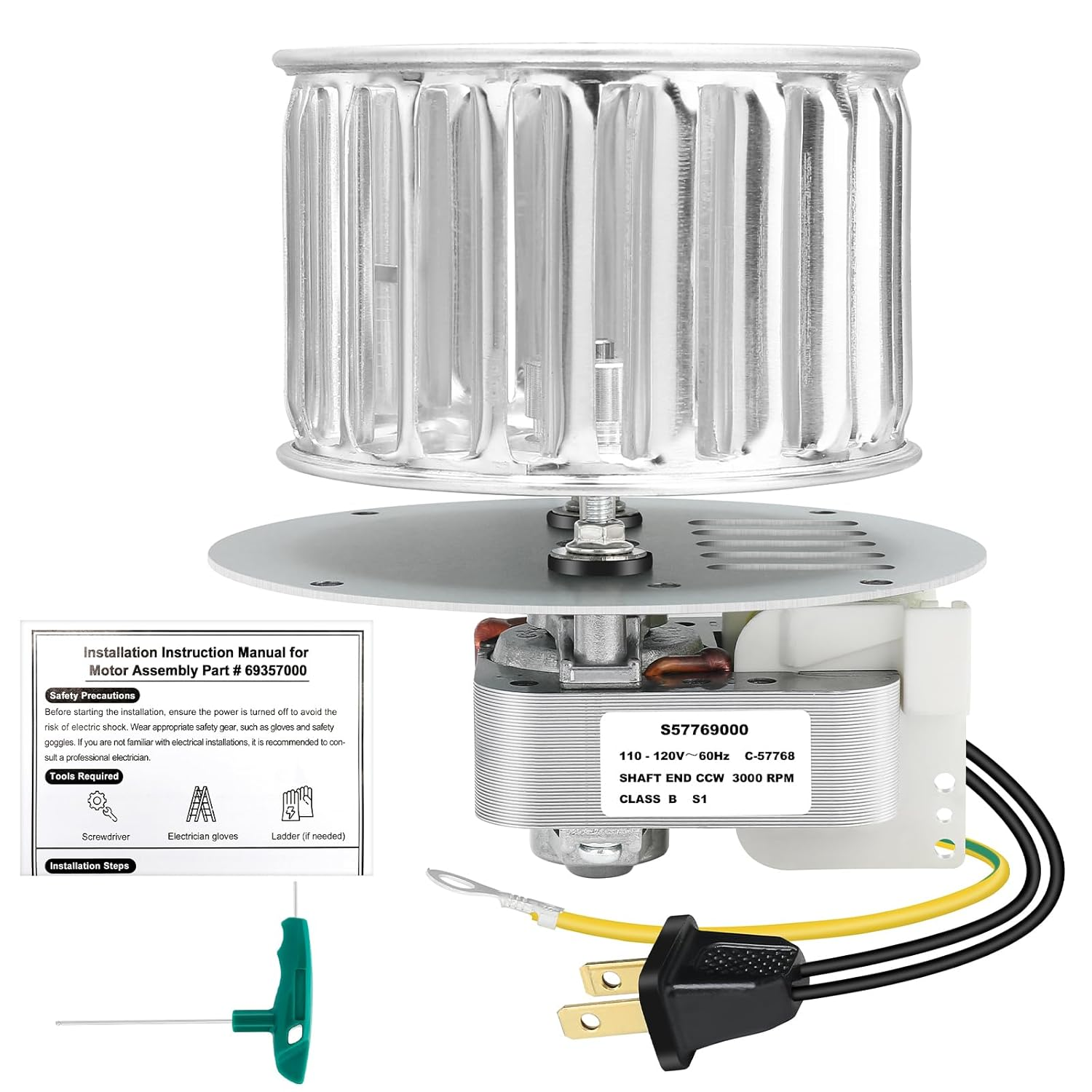 69357000, S69357000 Bathroom Fan Motor – Quiet Operation, High Airflow, Easy Installation, Includes S57769000 Motor, Compatible with 9605, 9605N, 9665, 9665N, H965 – Perfect for Home Ventilation