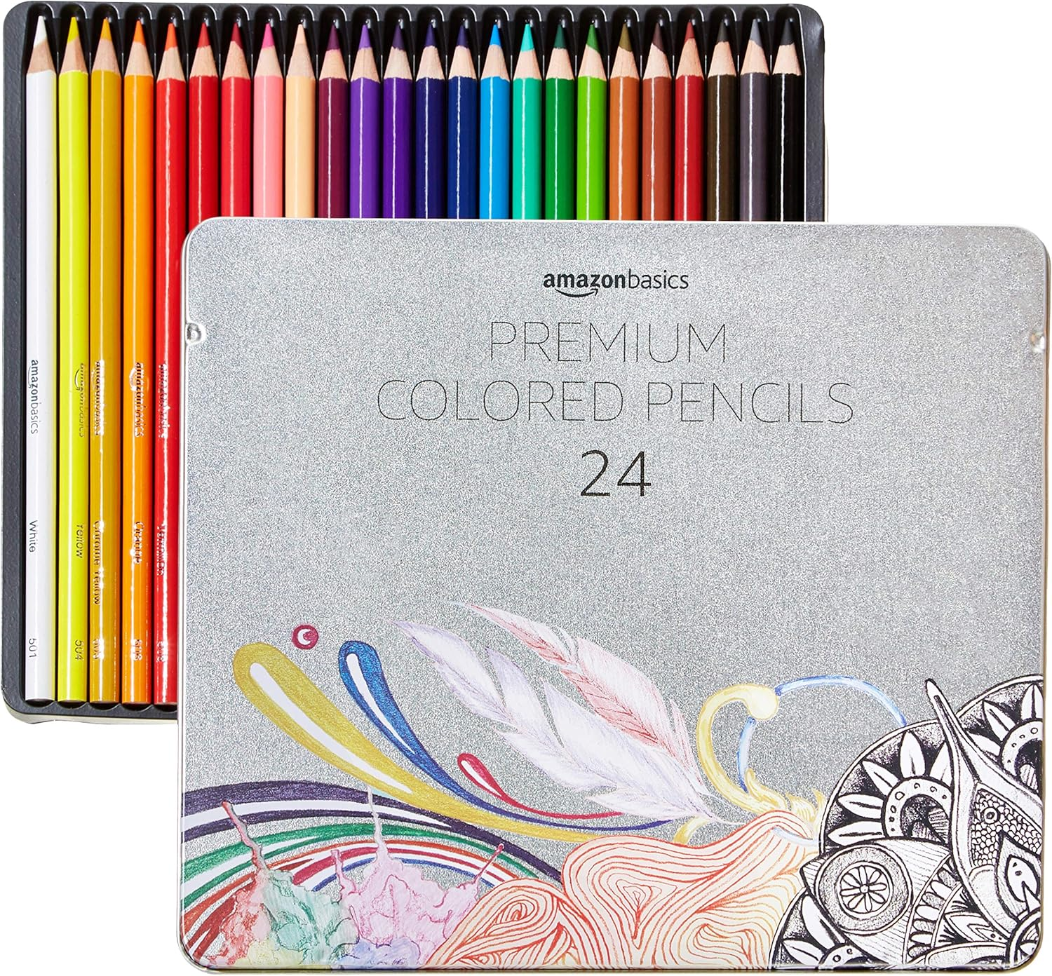Basics Colored Pencils for Coloring and Drawing, Premium, Soft Core, Back to School Supplies, 24 Count (Pack of 1), Multicolor