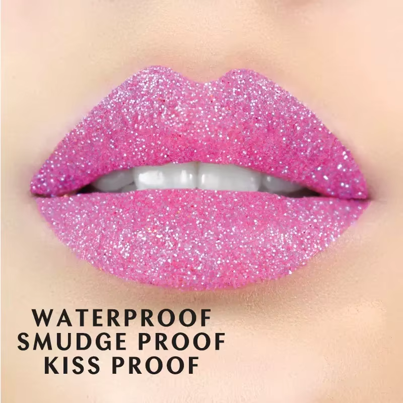 Private Label Gloden Glitter Lips Set Cosmetics Waterproof Metallic Glitter Lipstick