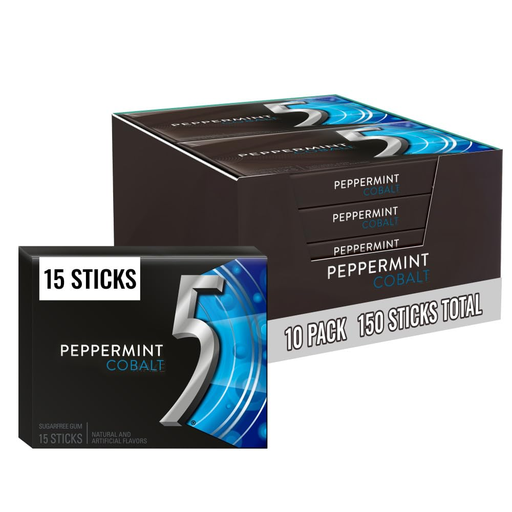 Chicle 5 GUM Peppermint Cobalt Sin Azucar 15 Piezas Pack 10 Estimula Sentidos
