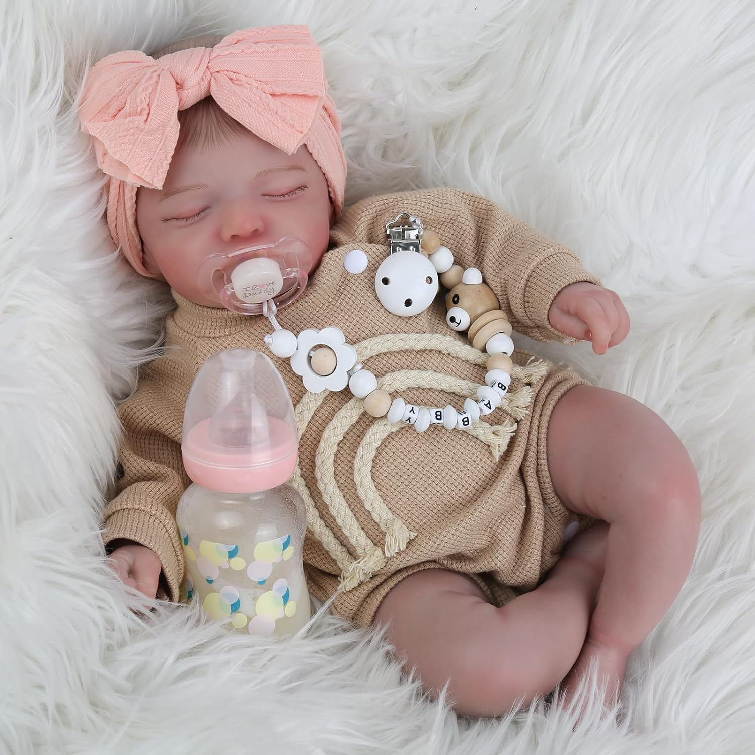 Lifelike Reborn Baby Dolls-20 Inch Sleeping Realistic Newborn Baby Dolls, Soft Cloth Body with Feeding Toy for Kids Age 3 +
