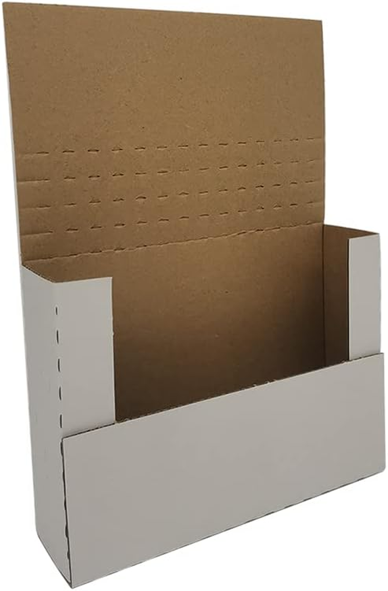 50 Pack 7.5X5.5X2'' Easy-Fold Corrugated Mailers, Height Adjustable Small Shipping Boxes for Packaging Mailing DVD VHS Games, White (W752E50)