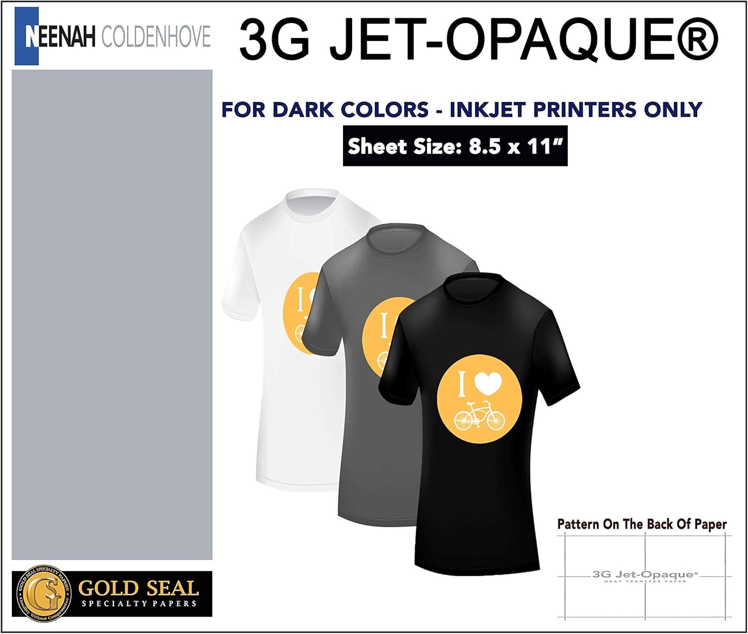 Neenah Coldenhove 3G Jet-Opaque Transfer Paper for Dark Fabrics, 50 Sheets