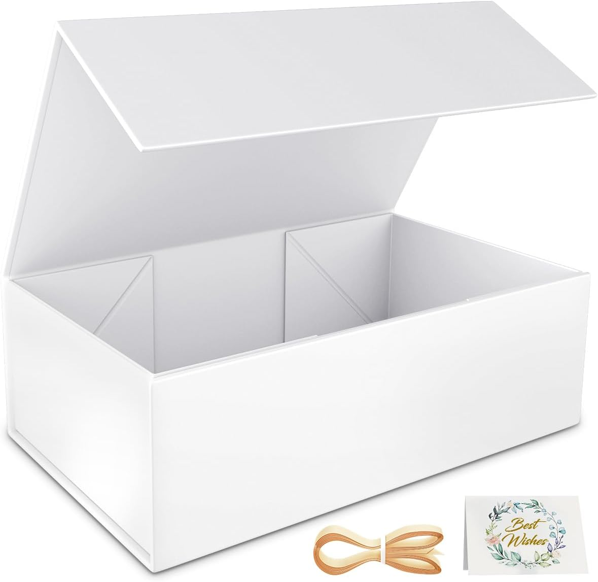 White Gift Box, 12x6x4'' Gift boxes for Presents with Lids Magnetic Closure Rectangle Collapsible for Bridesmaid Proposal Box, Wedding, Christmas, Halloween, Birthday Gift Packging