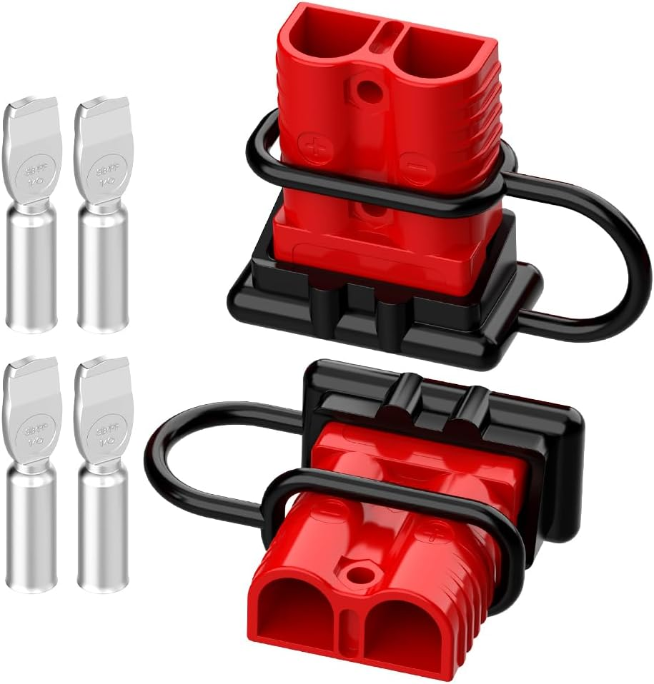 Anderson Connector, 175AMP 2-4 Gauge Battery Quick Connect 12V-36V Anderson Plug Battery Cable Quick Connect Disconnect Plug Winch Wiring Kit for Cable RV Truck Winch(2 Pack) Red
