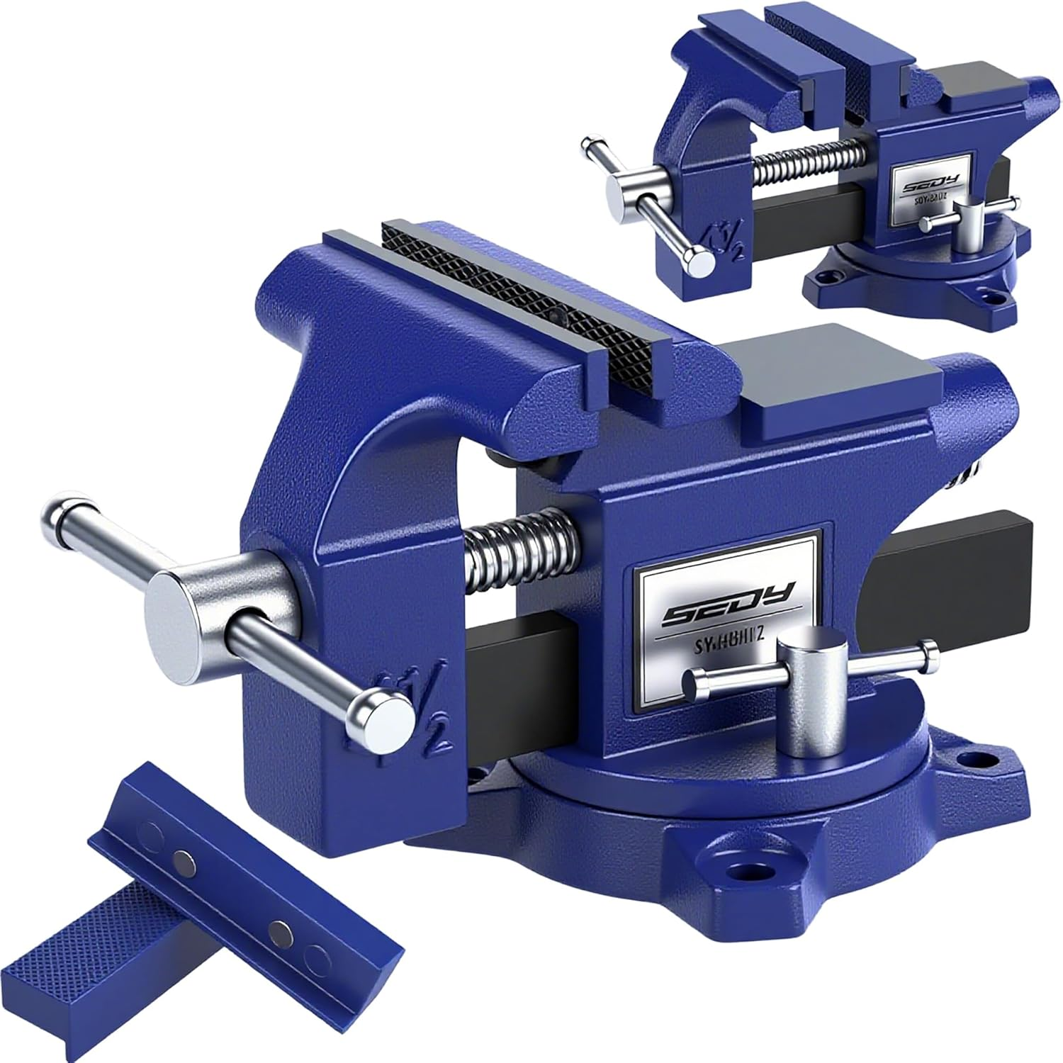 Heavy Duty Bench Vise 4.5 Inch: Table Clamp Woodworking Vice Press Drill Tools Workbench Wood Metal Pipe Work Shop Block Swivel Slide Cross Welding Machine Kit Milling Grip Precision Magnetic Jaw Pad