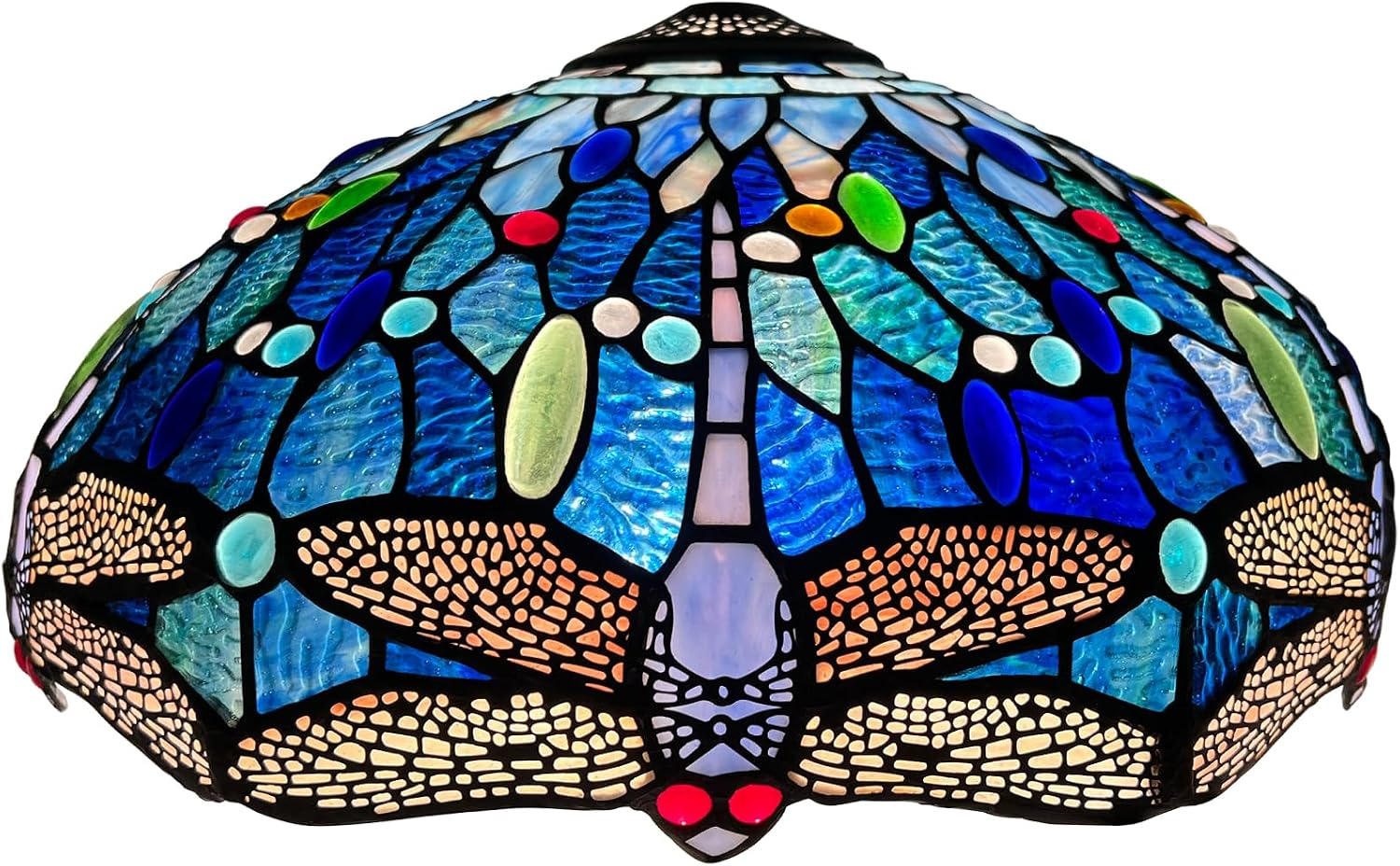 Tiffany Lamp Shade Blue Dragonfly Stained Glass 16 Inches | Accessories Replacement,For Table Lamp,For Floor Lamp,For Pendant Light