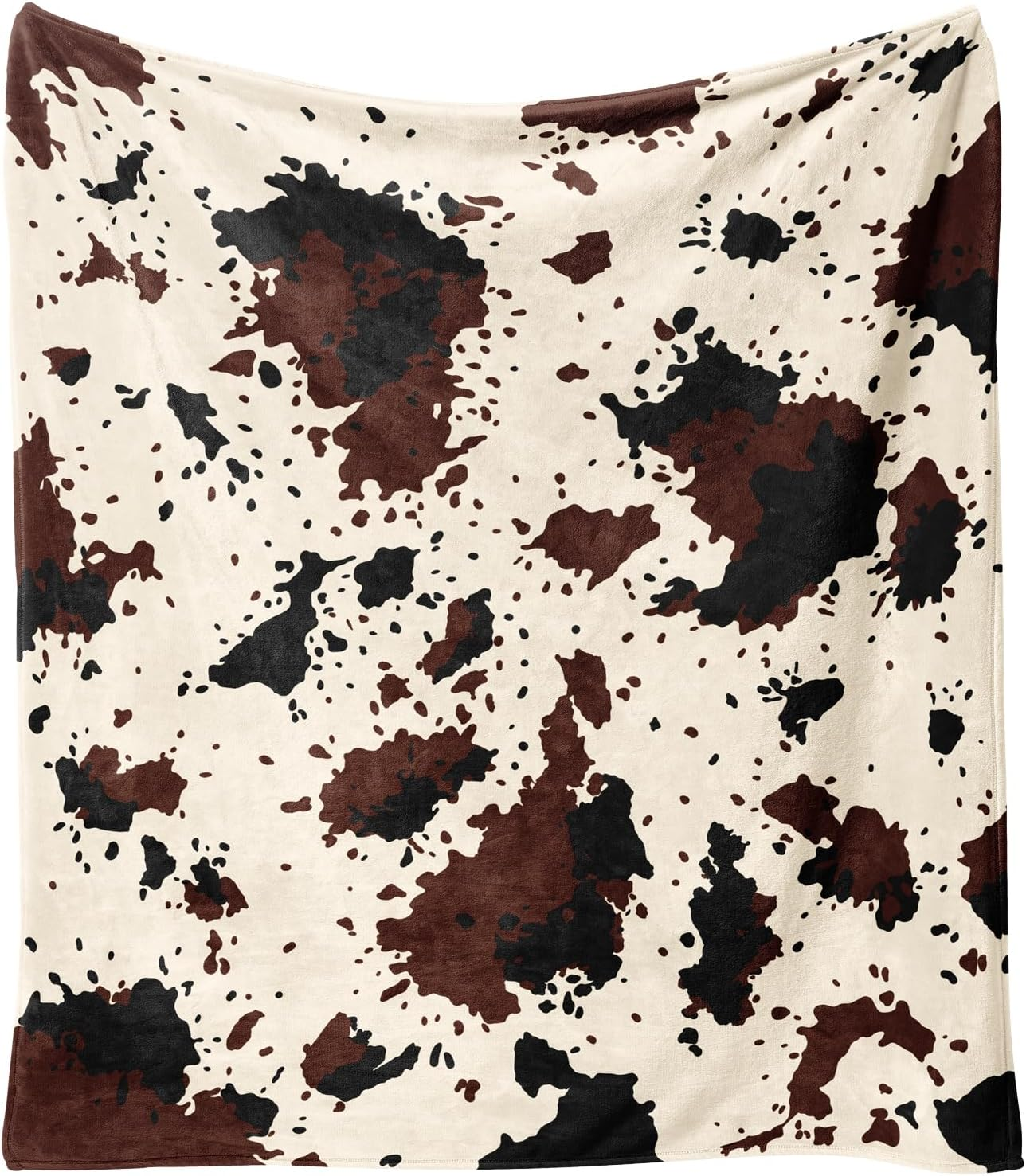 Cow Print Blanket Animal Brown Black Milky White Faux Fur Throw Blankets Western Cute Flannel Fleece Decorative Bed Sofa Office Blanket 60